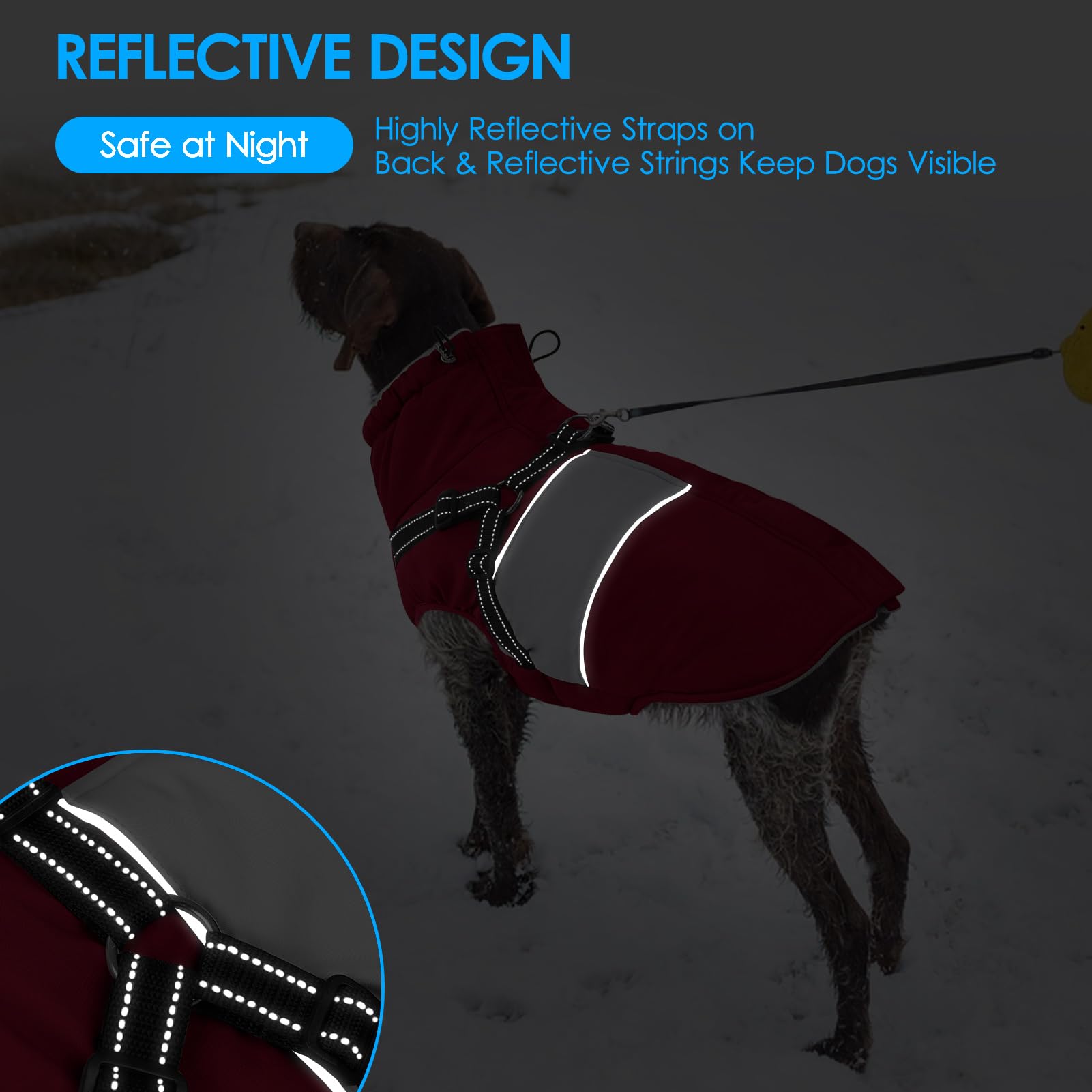 KOESON Abrigo para perro, chaqueta cálida de invierno para perro con arnés integrado para caminar fácilmente, abrigo con forro polar para clima frío para perros medianos, chaqueta acolchada