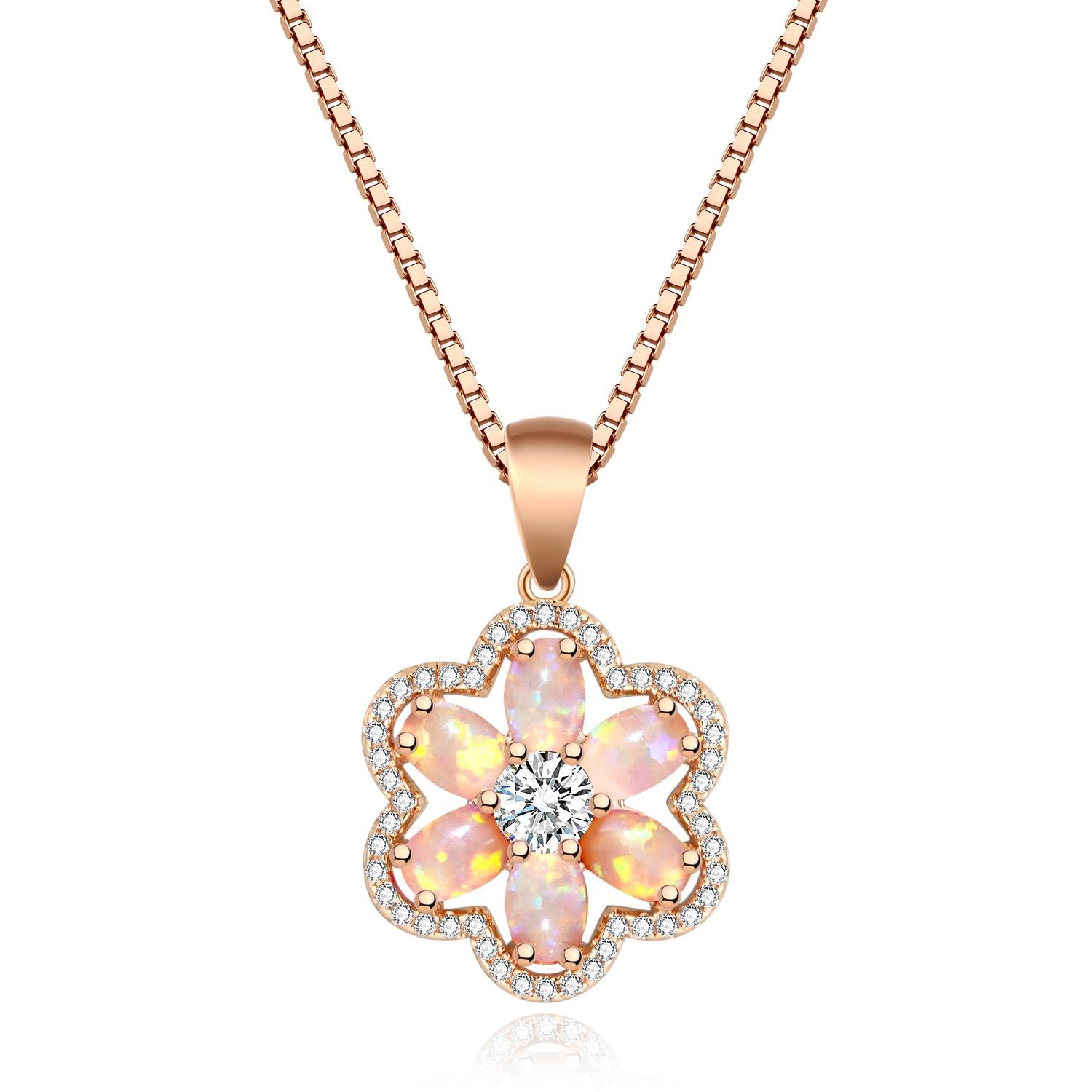 CiNily Opal Pendant Necklace Gold Plated Opal Jewelry Gifts for Women Girls Gemstone Necklaces