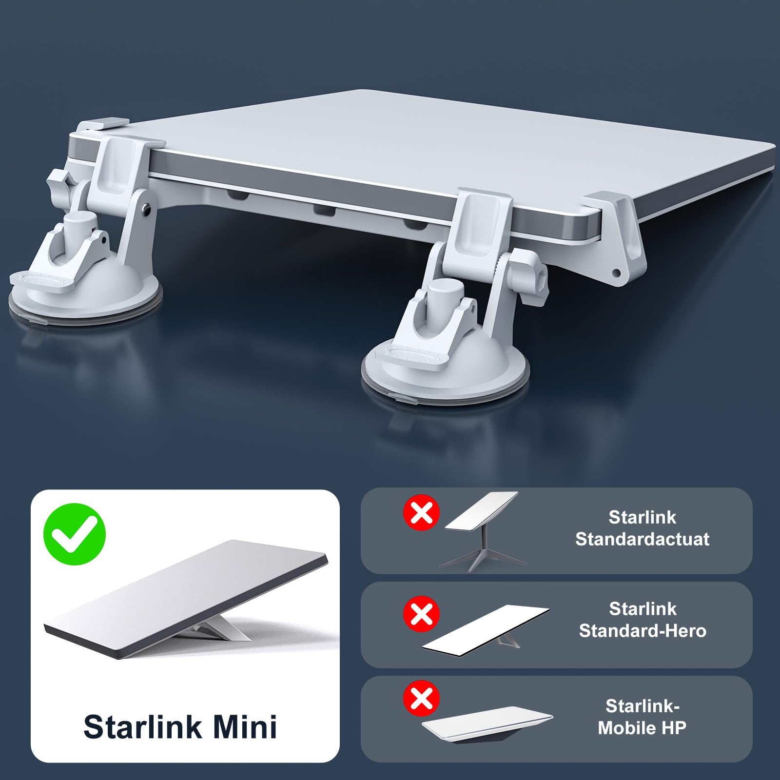 Linkoostar Starlink - Mini soporte para salpicadero de coche, 2 unidades, con ventosa Starlink para salpicadero y parabrisas, adecuado para la mayoría de vehículos y proporciona una señal