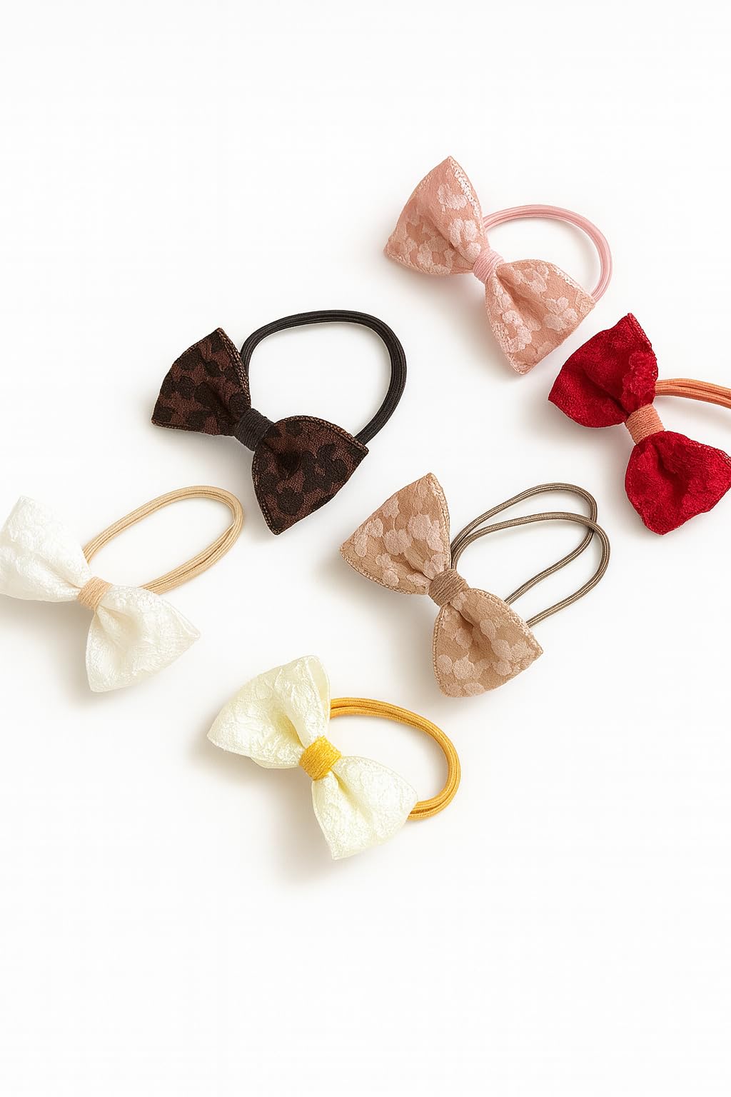 ZoviA Premium Bow Hair Ties for Girls – Pack of 6 Soft Elastic Ponytail Holders with Lace Fabric Bows | Multicolor Rubber Bands for Baby, Toddler & Kids | Stylish Hair Accessories for Daily Use-picture-33