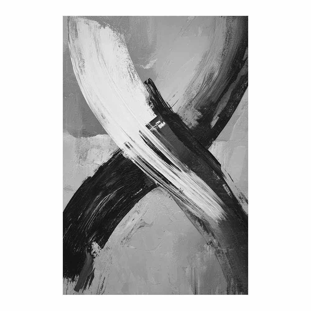 Huyeei Black And White Black White Abstract Art Canvas Paintings Black Cross Painting Grey Neutral Wall Art For Living Room, For Bathroom Hallway, Bedroom Etc.(Black And White)-70X100cm Unframed