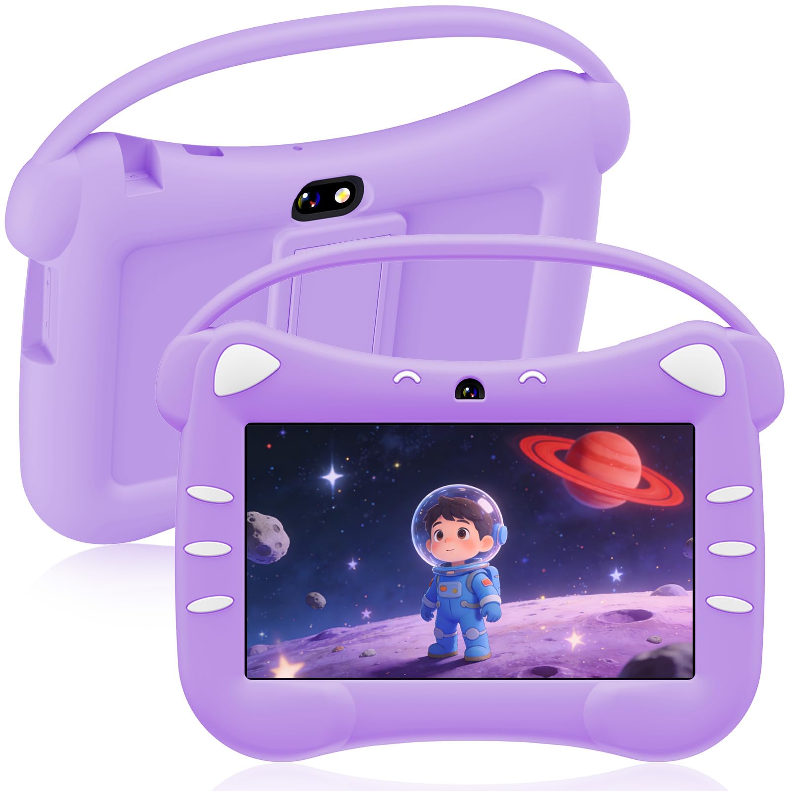 ascrecem Tablet para Niños 7 Pulgadas Android Tablet Infantil con WiFi Doble Cámara Bluetooth Control Parental 2GB RAM 32GB ROM Tableta Educativa 3 a 14 año (Morado)