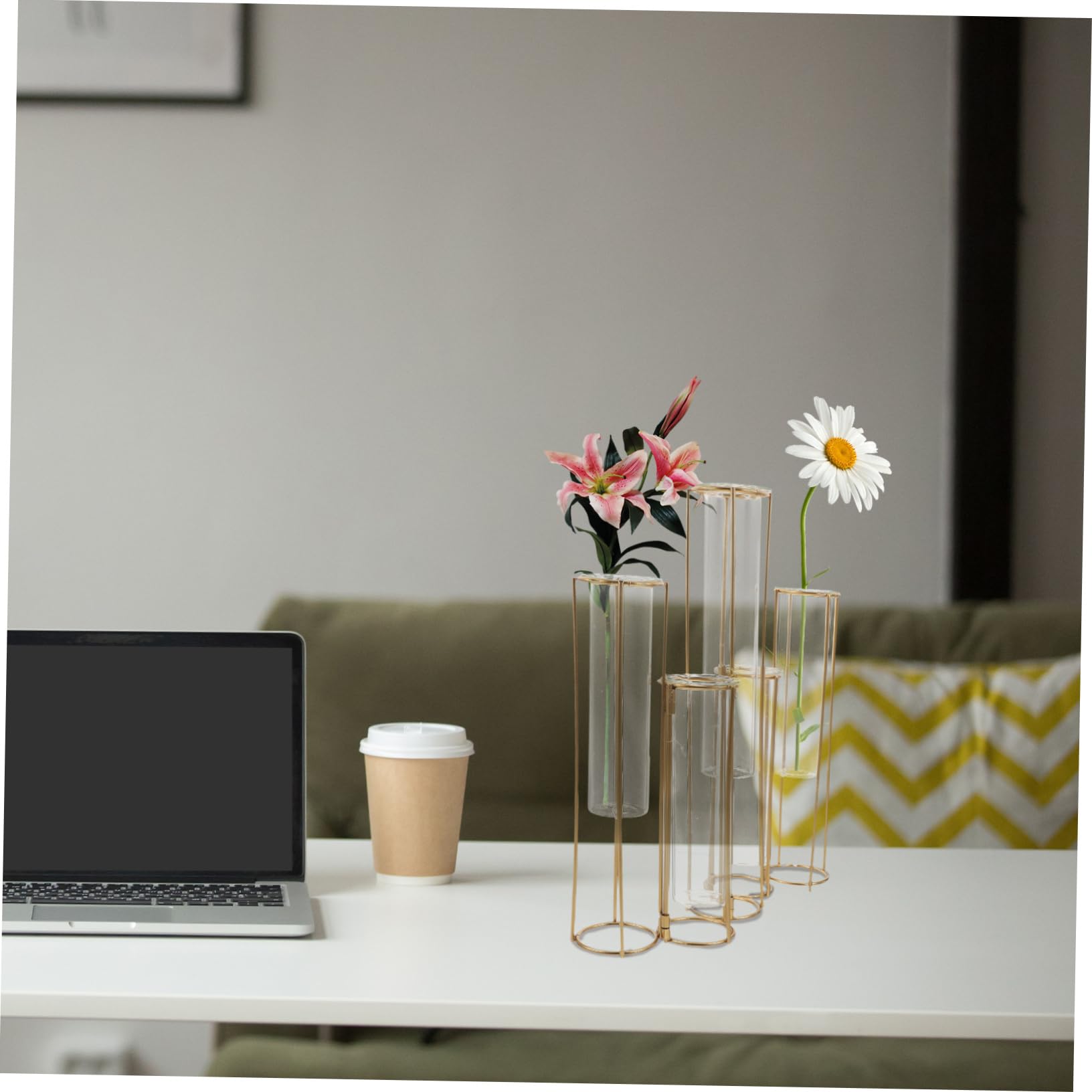 Vase Verre Hydroponique à Tubes avec Support Rotatif Terrarium De Fleurs pour Décoration De Bureau Et Maison pour Propagation Et Arrangement Floral