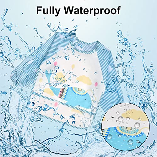 Vicloon Baby Bibs with Sleeves, 3 Pcs Long Sleeve Waterproof Bibs, Unisex Feeding Bibs with Large Pocket - Image 4
