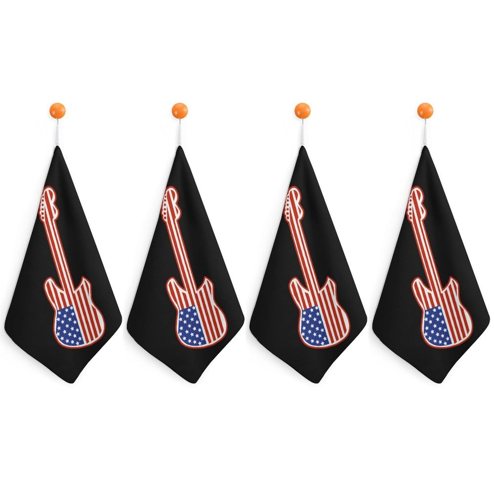 CGSBNGHA Americans-Rocks And Roll Guitars Hand Towel Hanging Face Towels Cleaning Cloths Handkerchief for Bathroom Kitchen