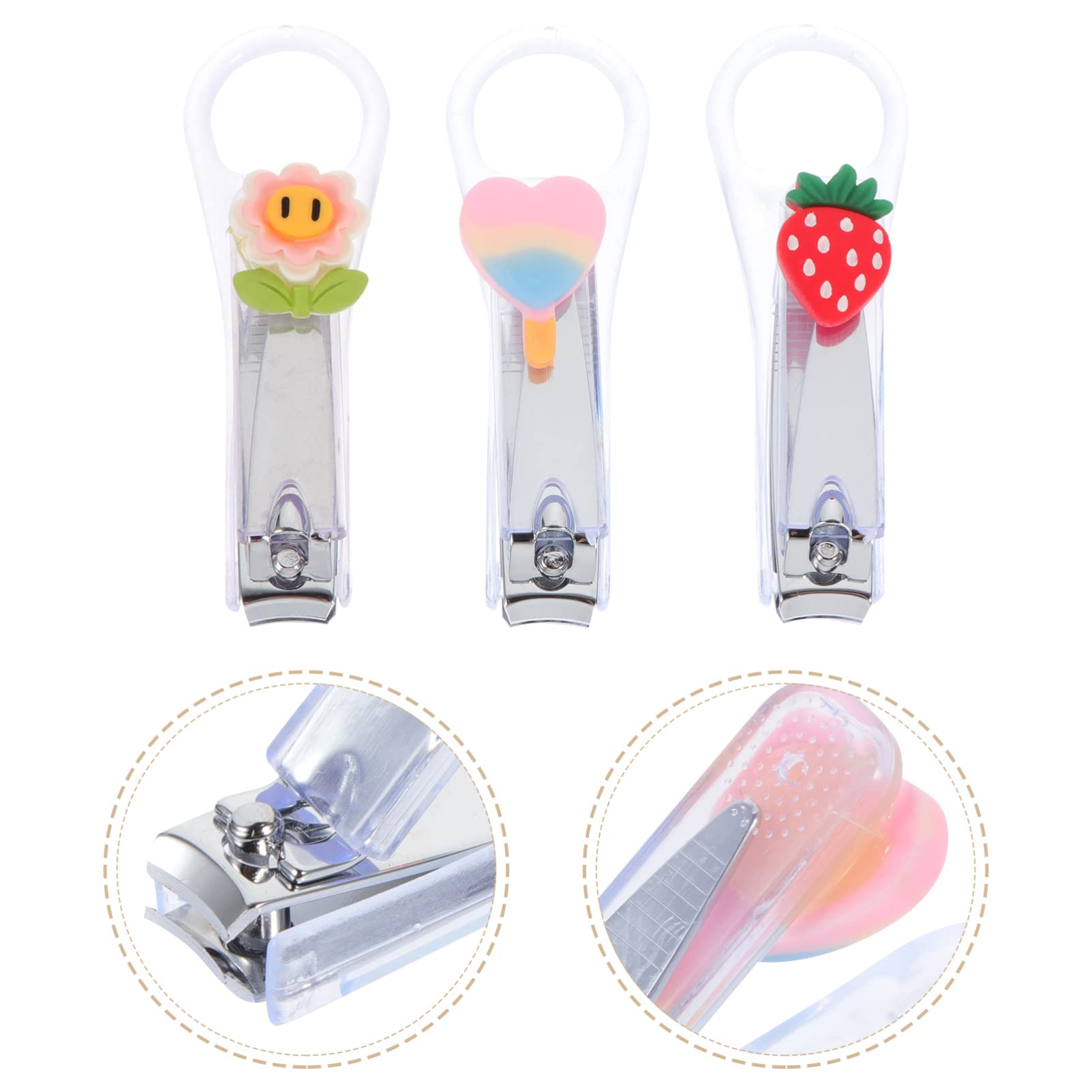 MUSISALY 3Pcs Cartoon Nail Clippers Portable and Lightweight Nail Beauty Tools for Easy Manicure and Sturdy and Stylish Design for Home Use Random Styles Included