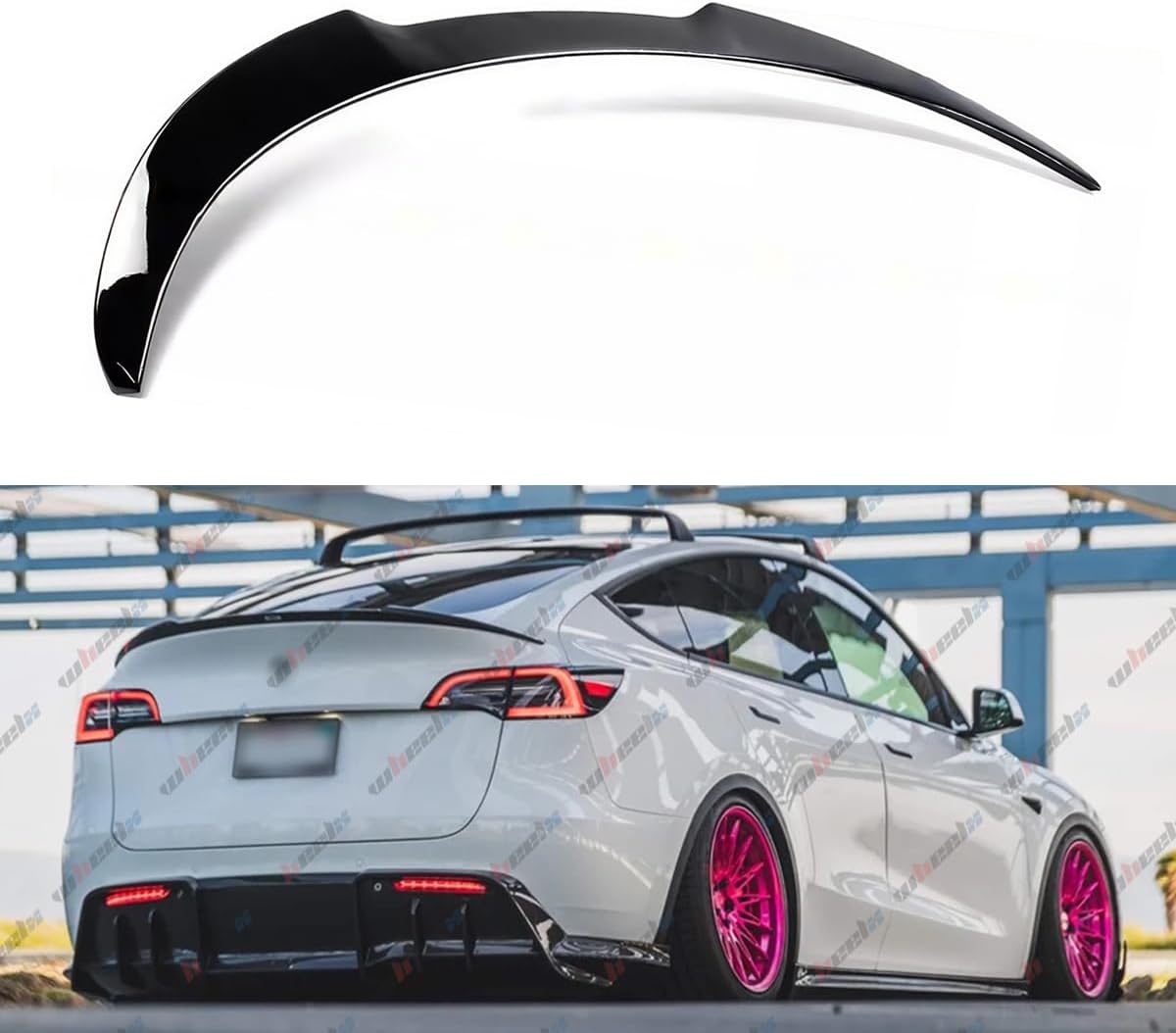 Rear Spoiler Compatible with 2020-2024 Tesla Model Y, MV Style Duckbill Trunk Exterior High Kick Tail Deck Lid Splitter Wing Lip 2020 2021 2022 2023 2024 (Glossy Black)