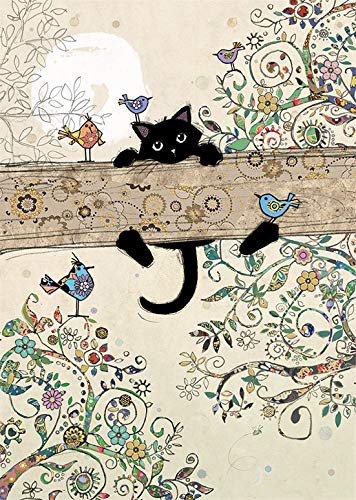 Bug Art Jewels Range - Branch Kitty - Decorative Cat - Blank Foiled Card Multicolour H031