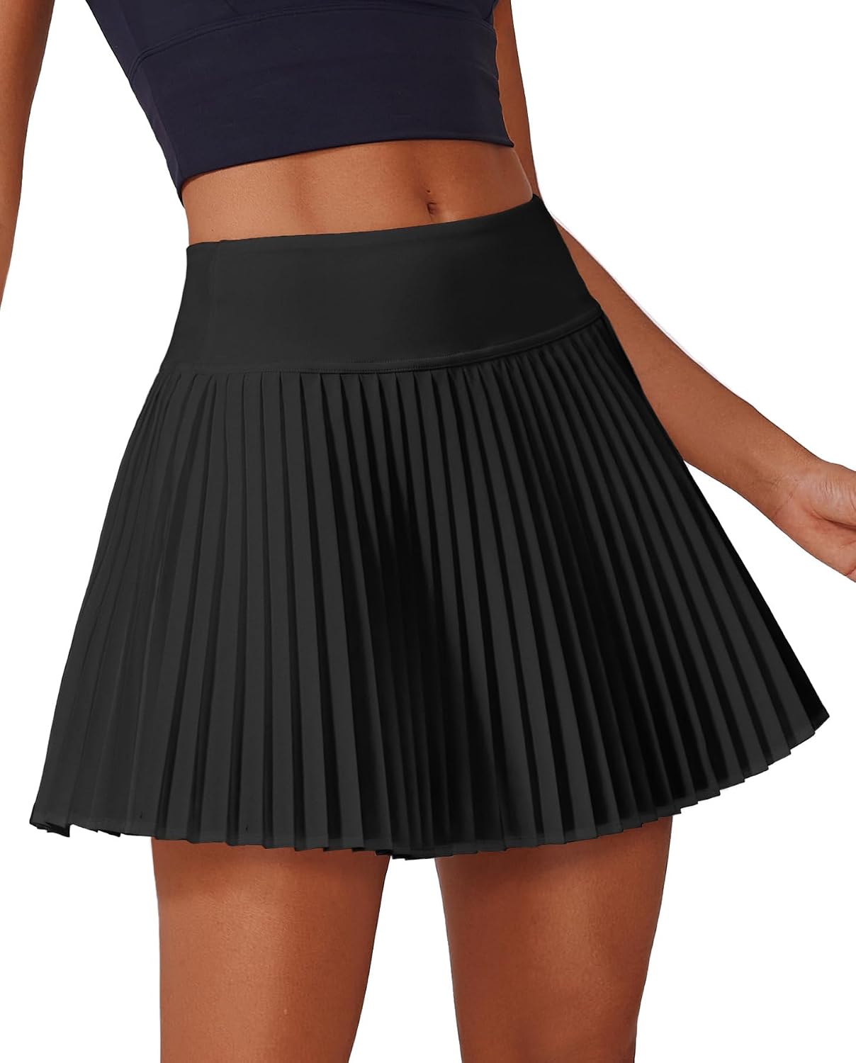 PINSPARK Pleated Tennis Skirt for Women High Waisted Athletic Skirts with Shorts Pockets Golf Workout Pickleball Skort Skirts
