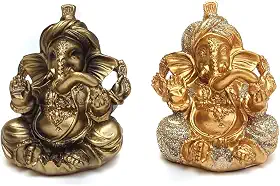Ganesha Decorativa Hindu Deus Sorte Prosperidade Sabedoria Resina Estatueta 119 (ghanB119_bze)