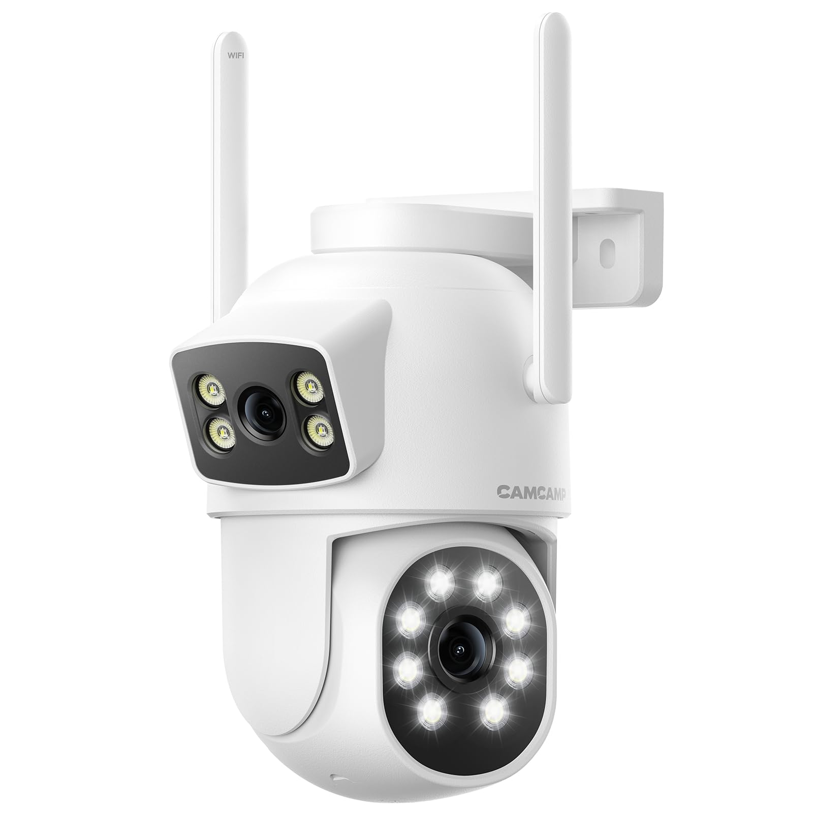 Dual Lens Security Cameras Wireless Outdoor, 2K Full HD Video, 360° View Pan/Tilt Home Security Camera with Color Night Vision, PIR Alarm, 2.4G/5G WiFi, Auto Tracking, 2-Way Audio, Easy to Install