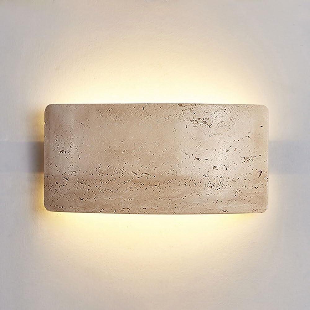 LYOUAE Nordic Yellow Travertine Wall Sconce Modern Natural Stone Wall Lamp