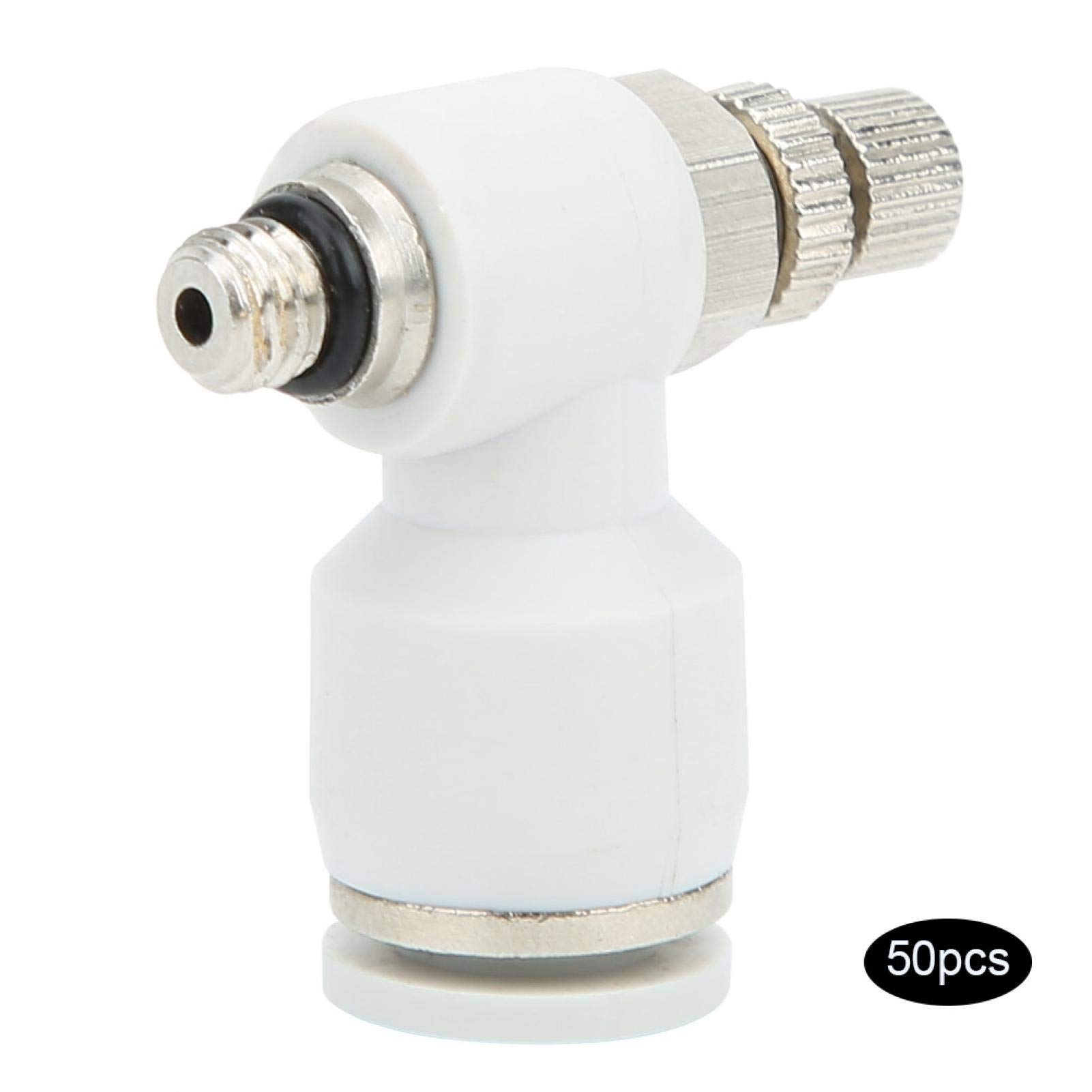 Válvula de control de flujo de aire 50 piezas Válvula neumática Ajuste de válvula de flujo Conector rápido SL6-M5