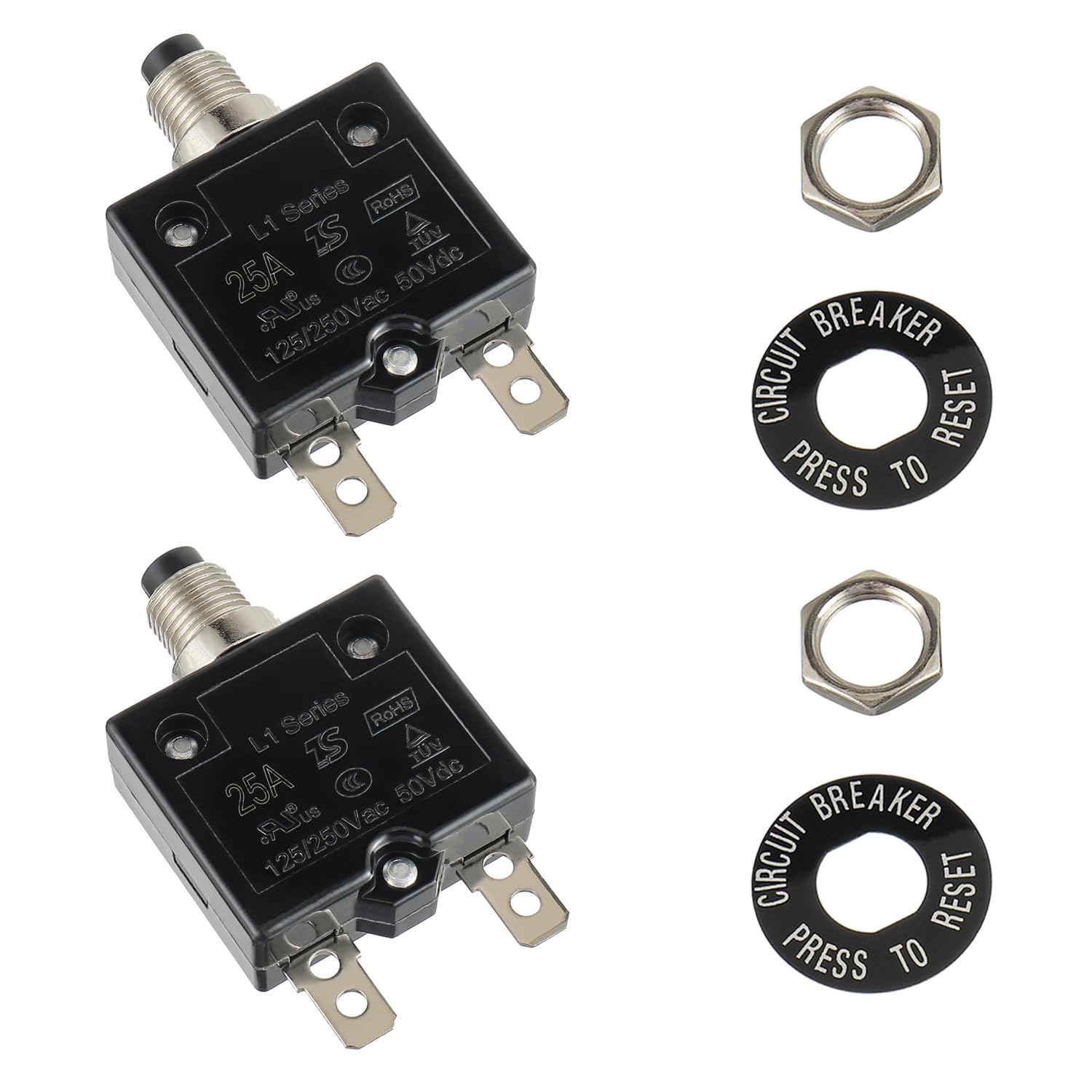 15 Amp Push Button Circuit Breaker 125-250V AC 50V DC — Amazon image 10