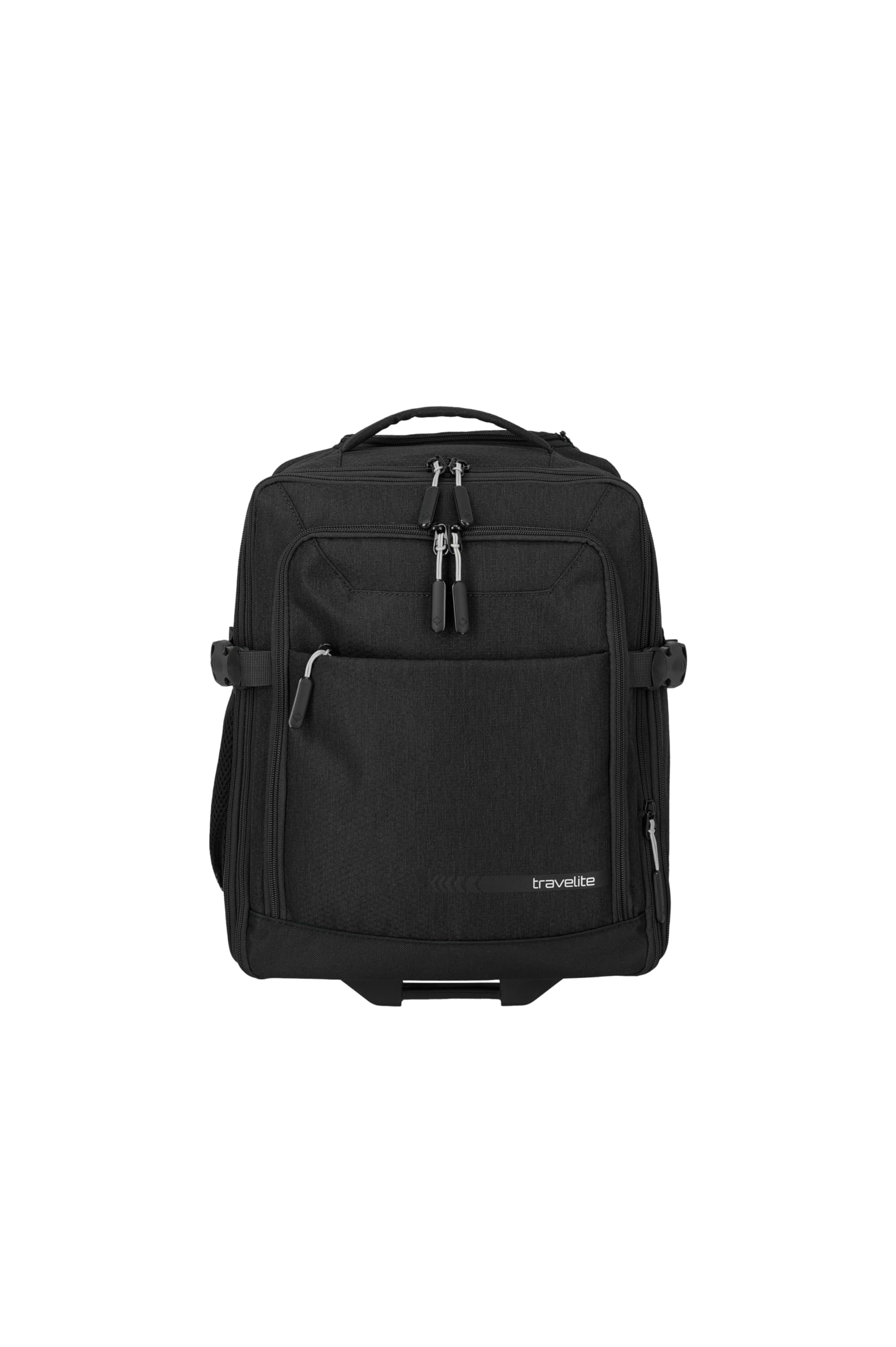 Travelite Rucksack KICK OFF, Laptopfach 15,6 Zoll, Handgepäck Rucksack mit Rollen und Teleskopgestänge, vielseitiger Reiserucksack, 30 x 40 x 20/23 cm, 24/28 L