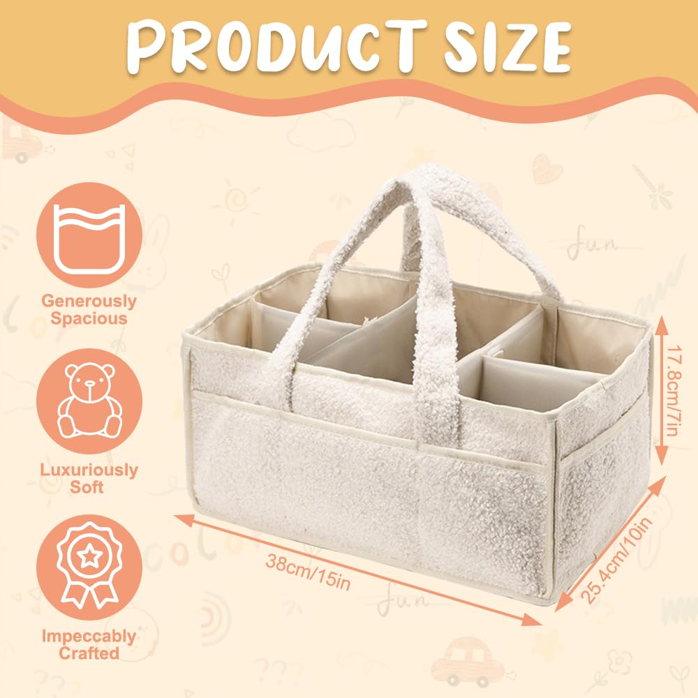 Organizer Pannolini, Portatile Organizer Fasciatoio per Neonati, Feltro Borsa per Pannolini per Bambini con Maniglia, Grande Organizzatore Fasciatoio Neonato per i Viaggi (Bianco) (Bianco)