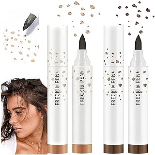 evpct 2Pcs Fake Freck Faux Freckles Freckle Pen Pencil Temporary Permanent Tattoo Freckles Phreckles Marker Makeup,Black Dark Brown & Light Brown Neutral Freckle Pen Makeup Set Long Lasting Waterproof