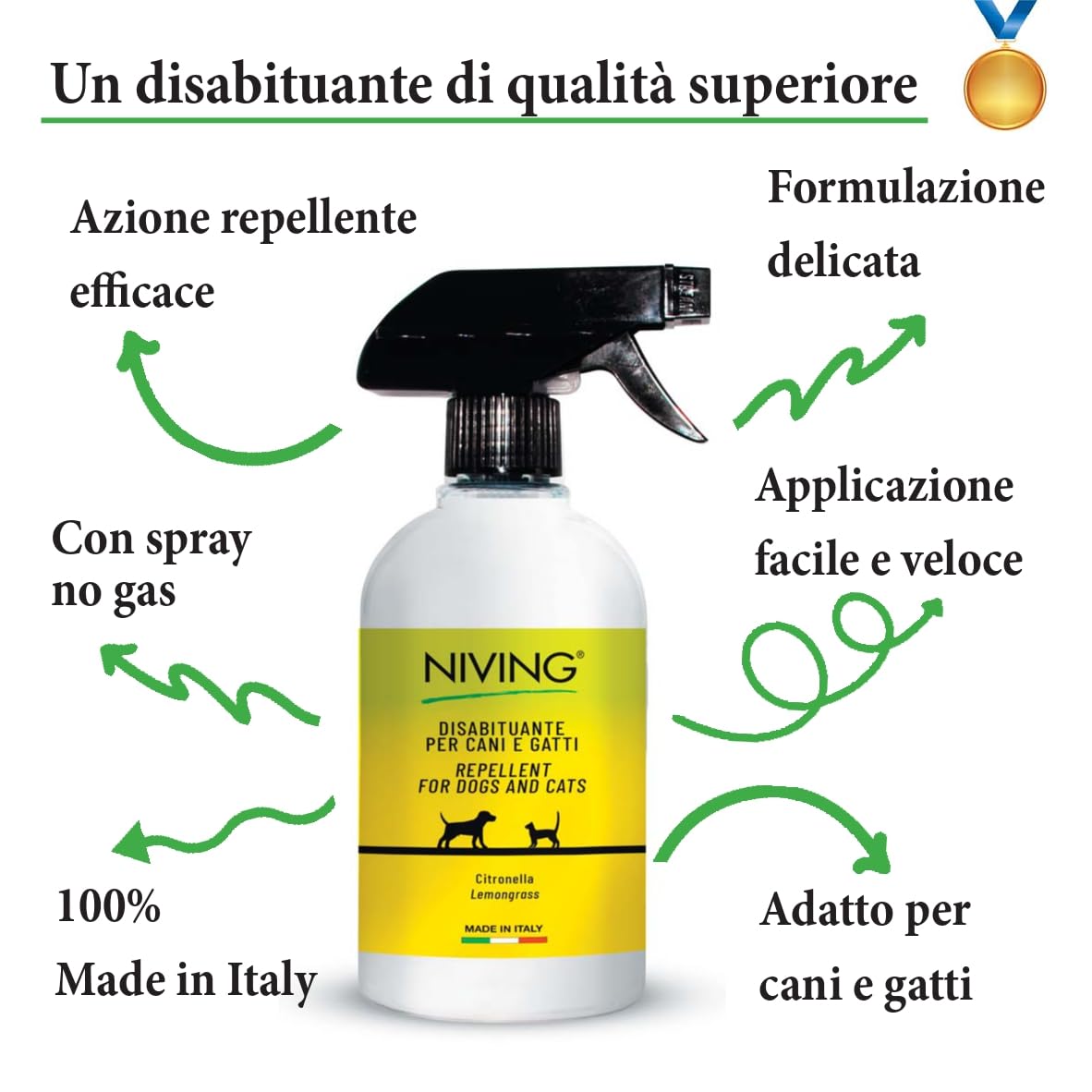 Niving Disabituante per cani e gatti 500 ml spray citronella