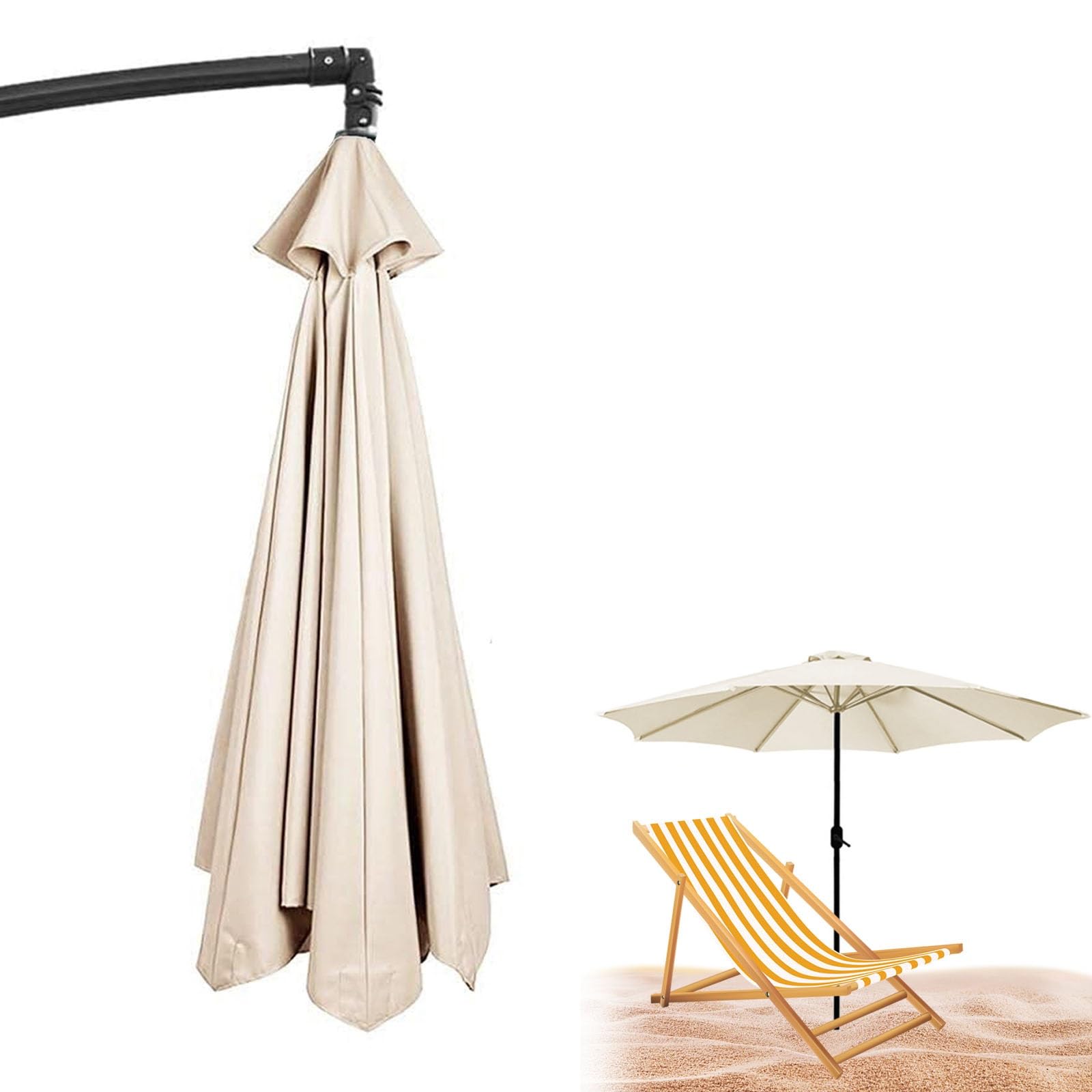 Pink Palm 6.5ft 7.5ft 8.2ft 8.8ft 9.8ft 11.5ft Umbrella Replacement Parasol Canopy, Replacement Fabric Cloth Cover Fit 6/8 Ribs Offset Hanging Umbrella(White,8ribs-270cm(8.8ft))