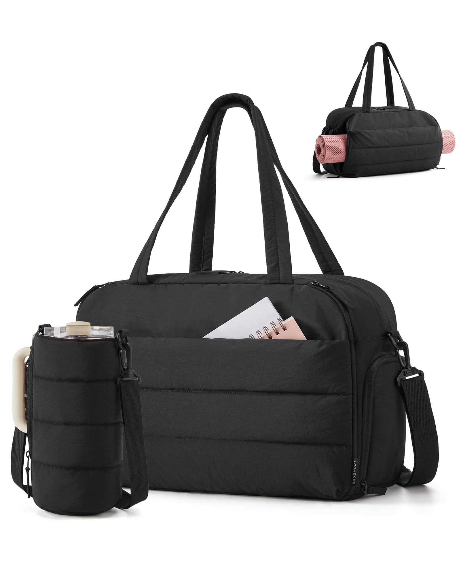 BAGSMART 25L Womens Gym Bag Set for Shoes, Yoga Mats & Rackets