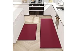 Anti-Fatigue Red Rug Kitchen Mat for Sink, Office, 17.3''×30''+17.3''×47''