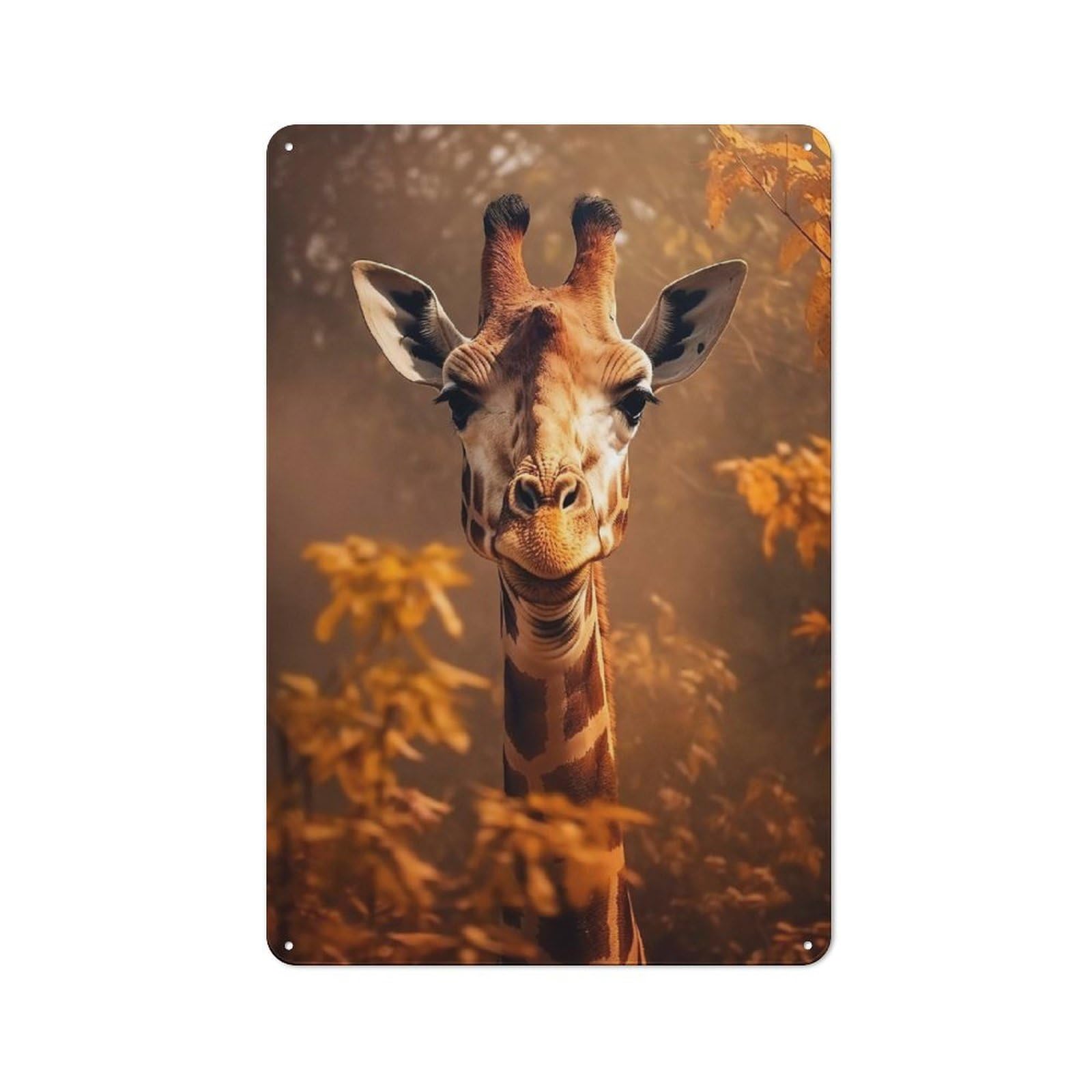 Junmoney Style-12 Vintage Metal Plaque 30X20cm Featuring Close Up Giraffe For Hallway Wall, For Wall Display Collectors
