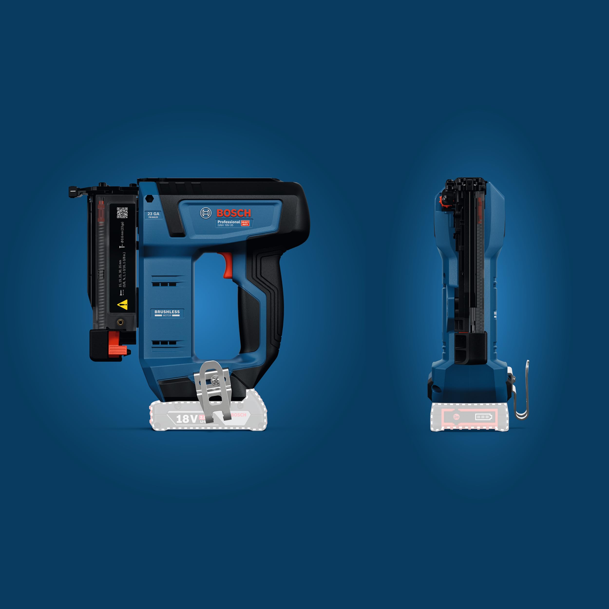 Bosch Professional 18V System Chiodatrice per legno a batteria GNH 18V-35 (rinculo ridotto, motore brushless, incl. gancio per cintura, L-BOXX 136)