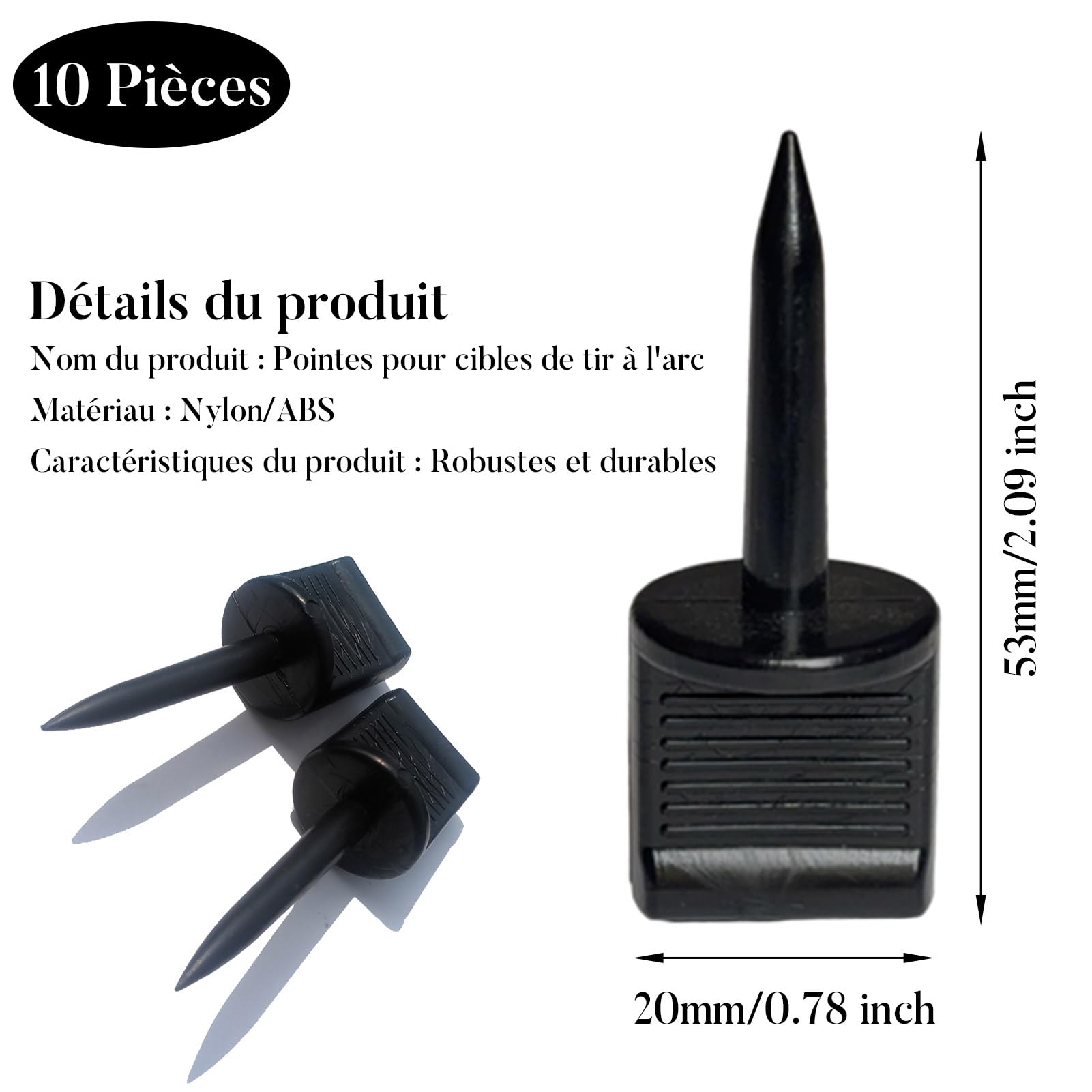 Clous de Cible de Tir à l'arc,Épingles de Visage de Cible Bonne Fixation,Plastiques Allongeant Les Épingles de Papier Réutilisables pour Tir Exercices Compétition(Noir)