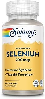 Solaray Yeast Free Selenium 200mcg, Selenium Capsules for Healthy Thyroid Function & Immune Support, High Absorption Supplement, Vegan, 90 Servings, 90 VegCaps