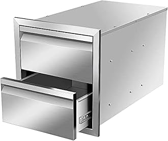 Outdoor Kitchen Drawer Stainless Steel BBQ Triple Drawer Flush Mount for Outdoor Kitchen Island,-14W X 15H X 23D Inch