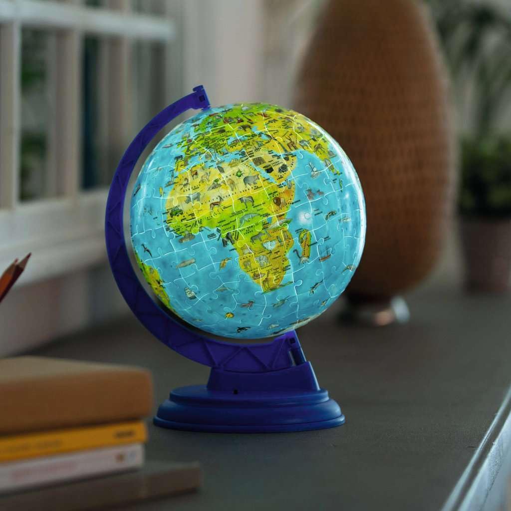 Ravensburger 3D Puzzle 11274 - Kinderglobus mit Licht in deutscher Sprache - 180 Teile - Beleuchteter Globus für Kinder ab 6 Jahren: Erlebe Puzzeln in der 3. Dimension
