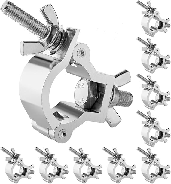 Eyeshot 10PCS Small Size Truss Clamp Stage Lights - 1.18'-1.38'(30-35mm)for 30-35mm OD Tube/Pipe - Heavy Duty 165lb Premium Truss O Clamp for DJ Lighting