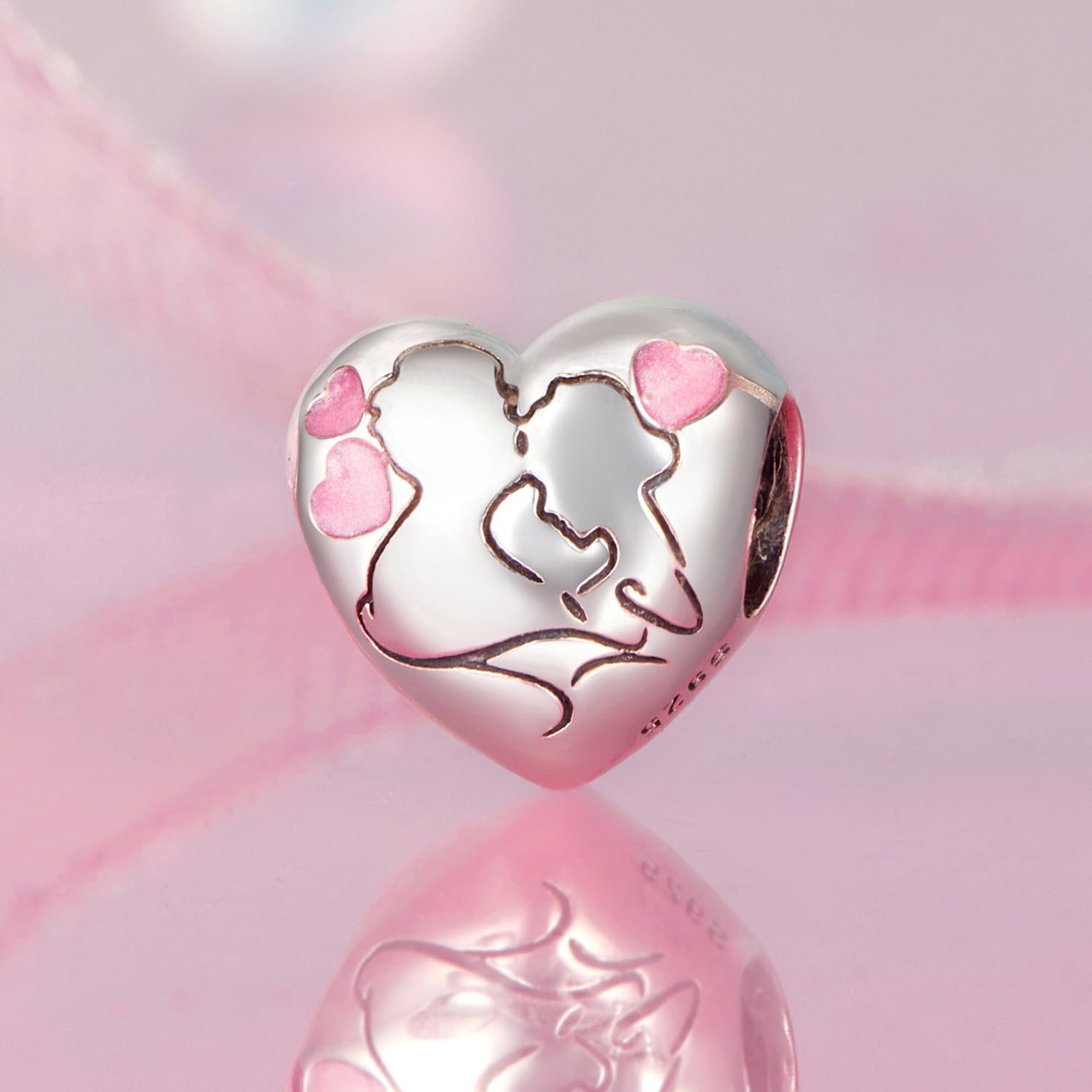 NINGAN Serie d'amore in argento 925 Pendente con perline Regalo di compleanno di San Valentino Adatto per collana di braccialetti da donna