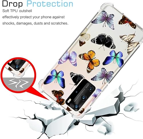 Miniatura 7 de Yerebel Funda para Huawei P40 Pro, ELS-N04 ELS-NX9 bonita funda, transparente y flexible, funda de silicona de goma suave para Huawei P40 Pro