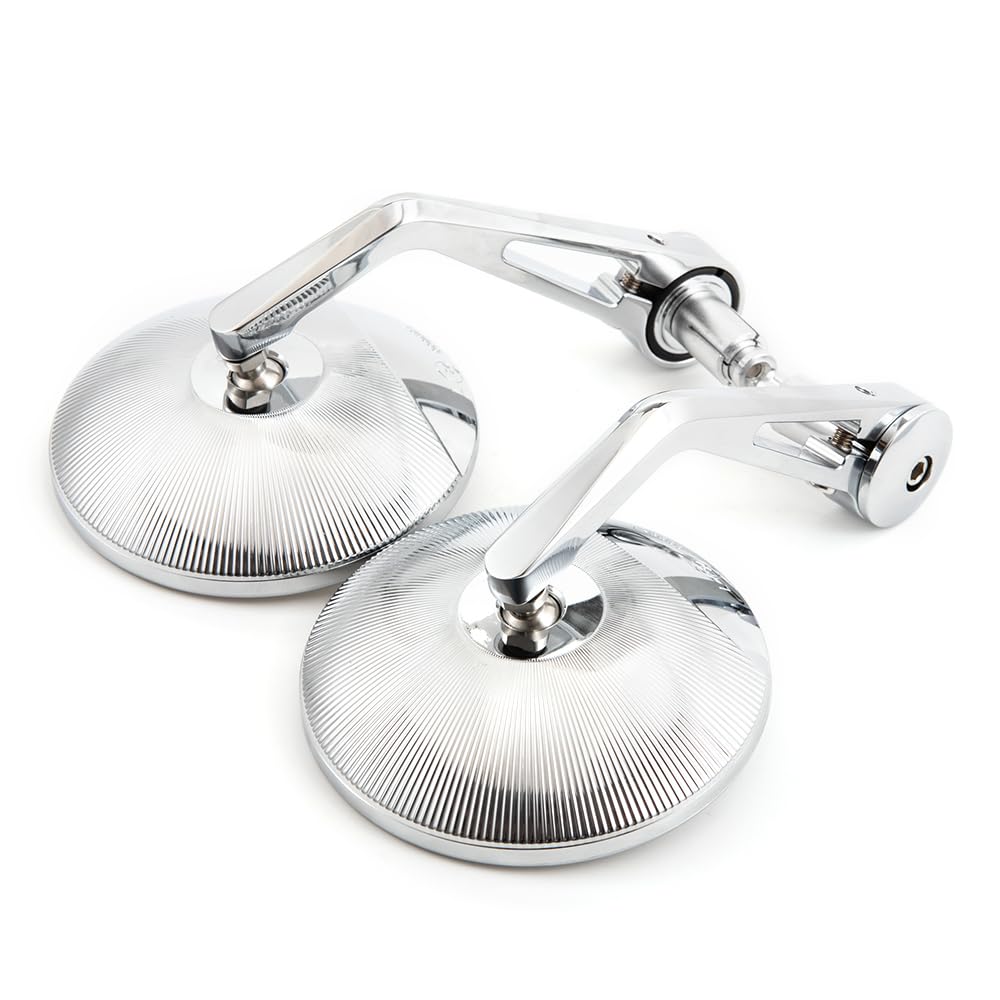 4 ‘’ rétroviseurs latéral de moto guidon miroir final E24 miroir latéral rond pour Cafe Racer Bobber Chopper Scooter (Argent)