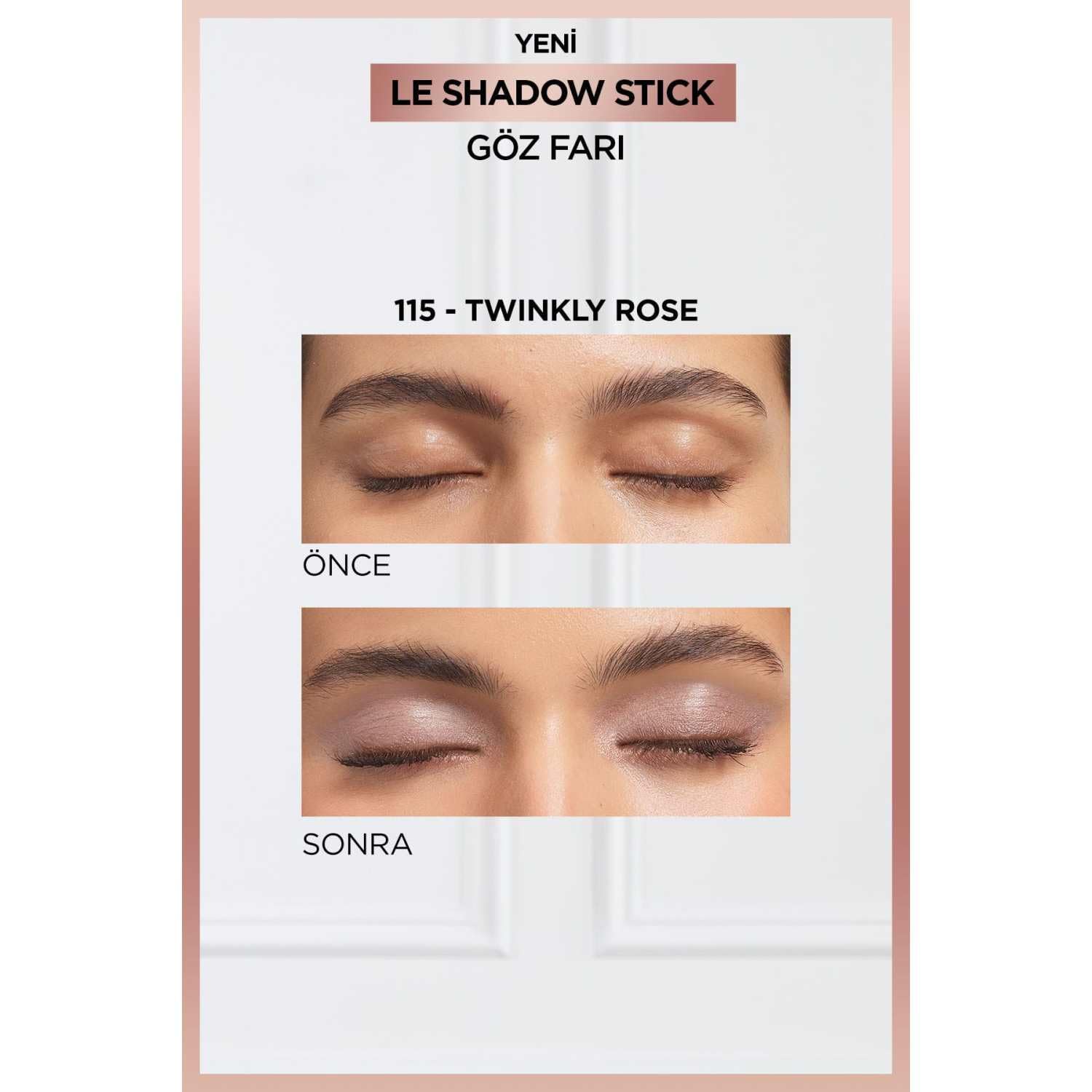 L'Oréal Paris Cienie do powiek w praktycznym formacie pisaka, błyszczące wykończenie, długotrwała tekstura żelowa, Le Shadow Stick by Paradise, nr 115 Twinkly Rose, 1,4 g