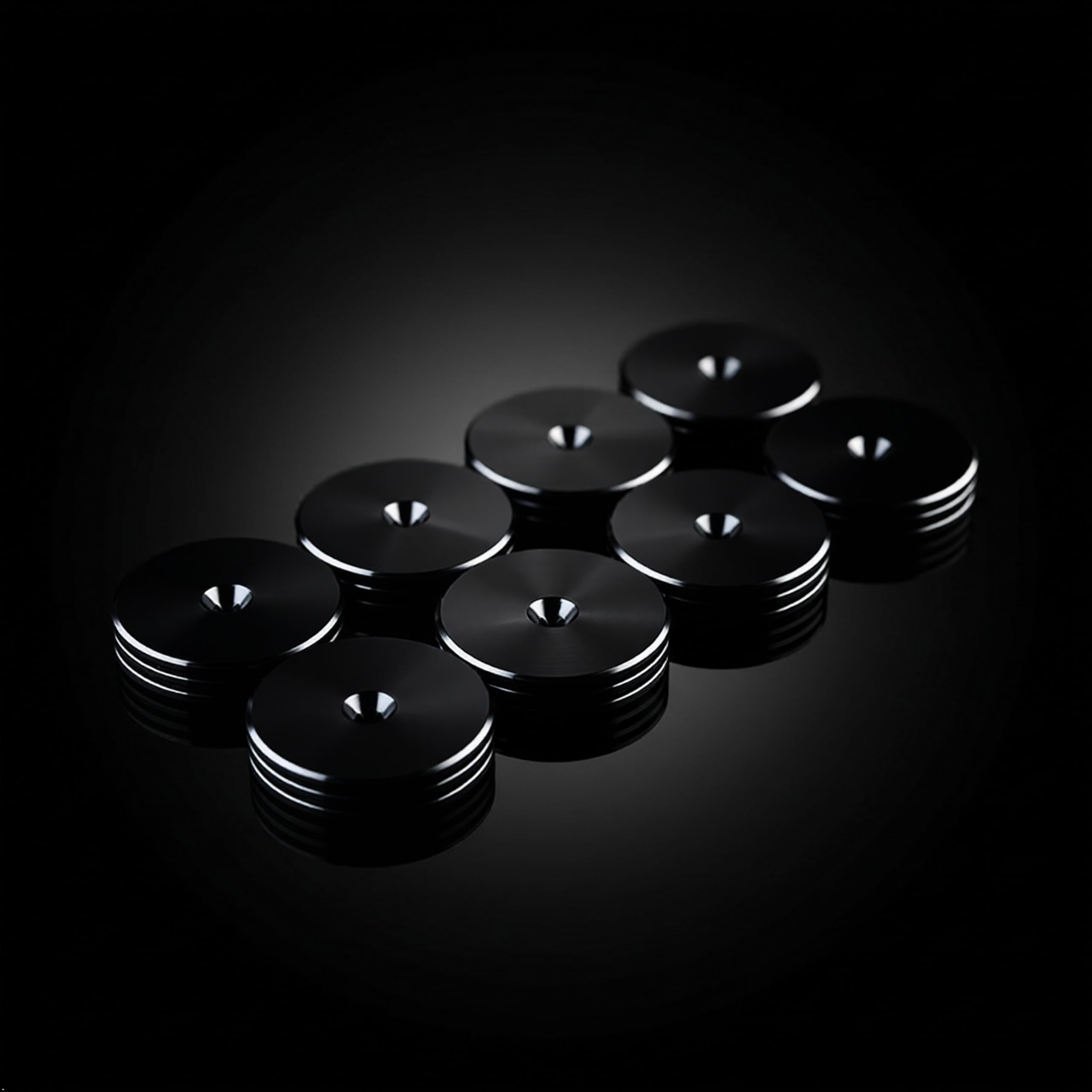 PrecisionGeek Set di 8 cuscinetti per altoparlanti diametro 20 mm spessore 4 mm alluminio nero