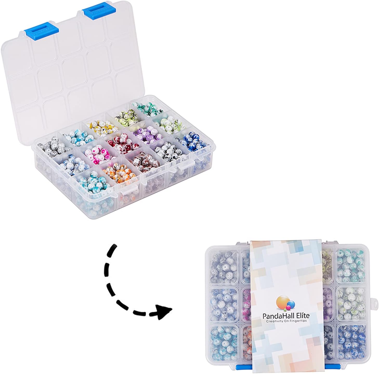 PH PandaHall 900pcs Glass Beads for Jewelry Making 6mm Loose Beads 15 Color Drawbench Baking Painted Glass Beads Craft Beads for Bracelets Necklace Earring Jewelry Making