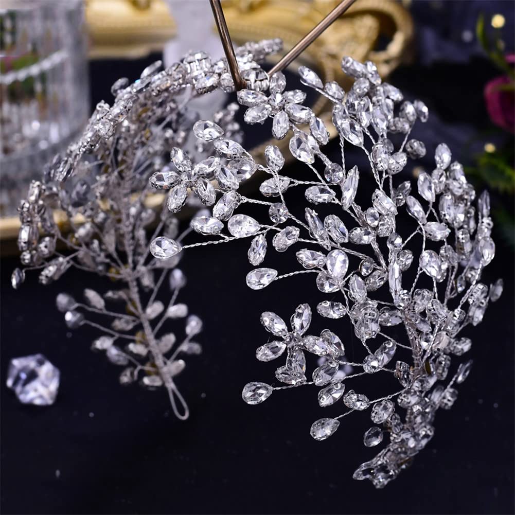LNNSHX Hochzeit Krone Braut Haarbänder handgemachte Strass Kopfbedeckung Hochzeit Haarteil Frauen Tiara