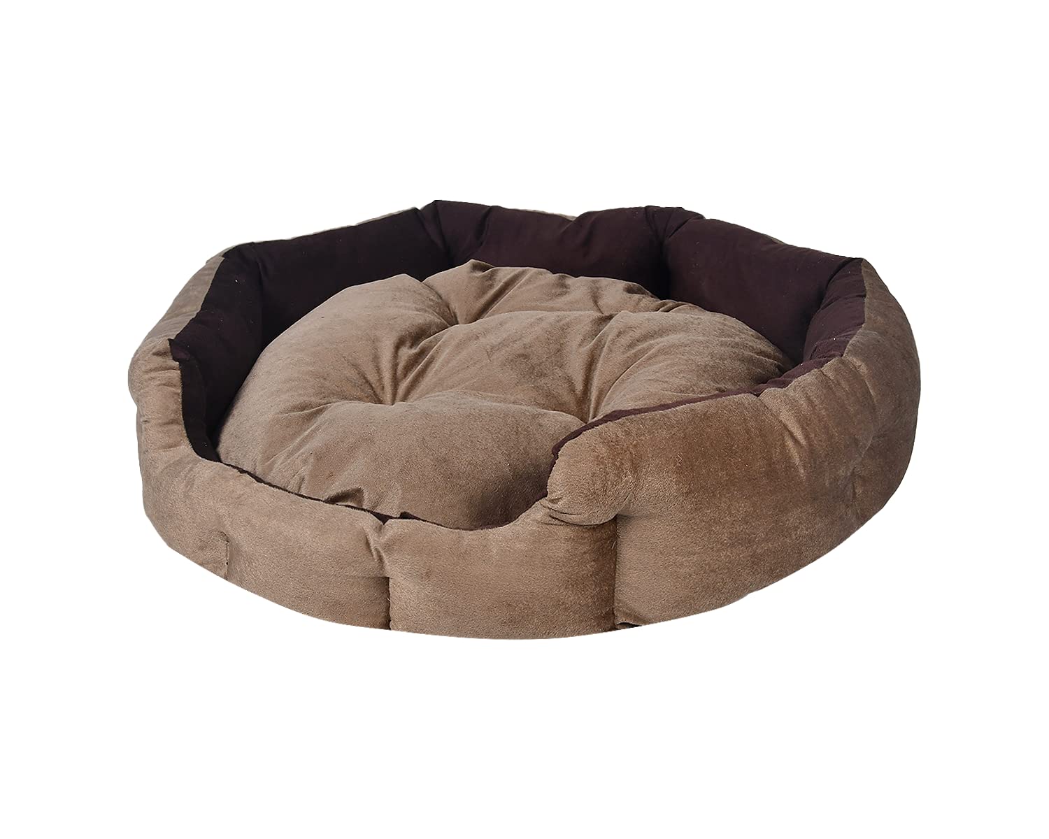 Reversible Dual Ultra Soft Velvet Luxury Chocolate Brown Color Round Pet Bed | Dog, Cat, Rabbit Bed | Indoor Use