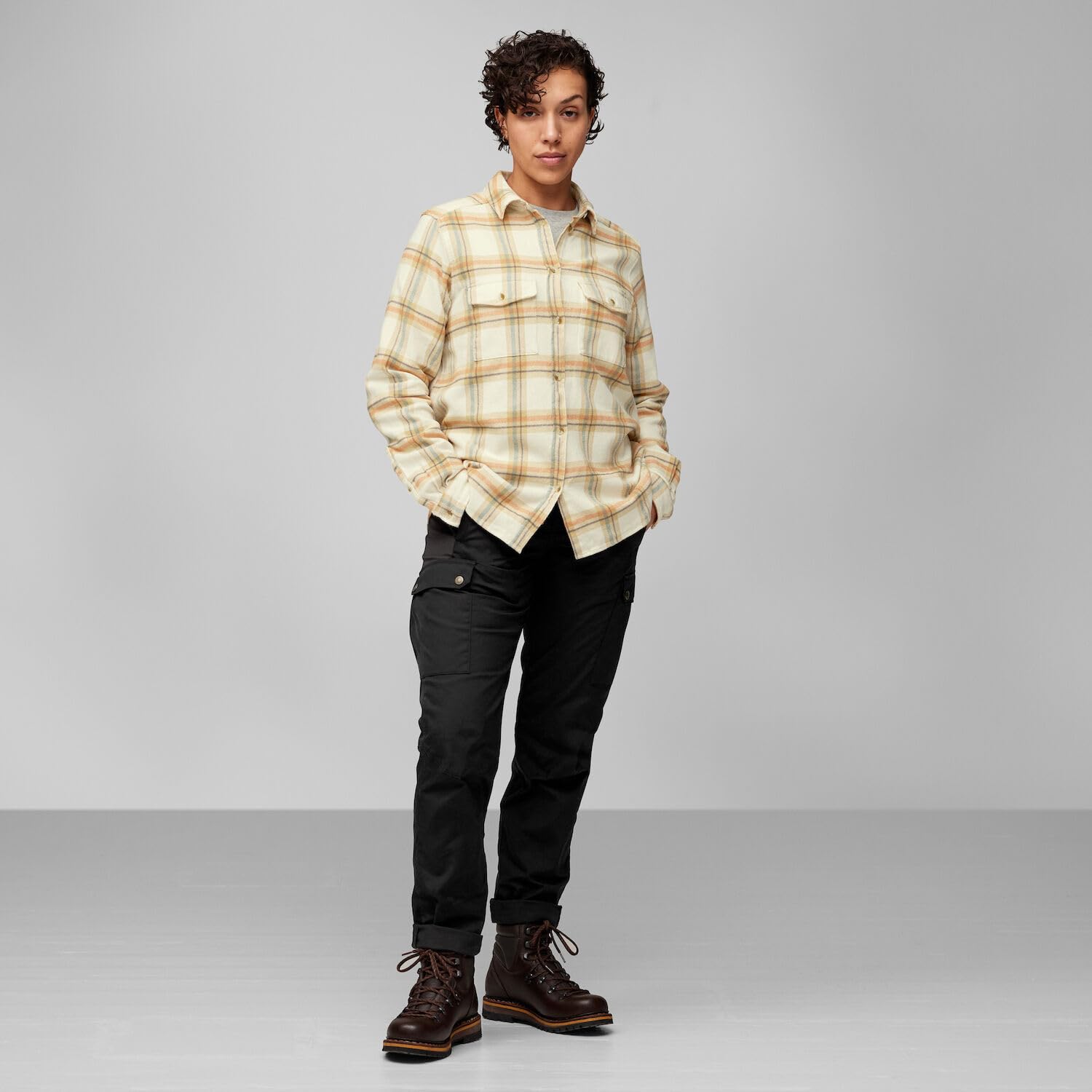 Fjällräven Övik Heavy Flannel Shirt W Flanellhemd aus Baumwolle Warm Damen Beige beige