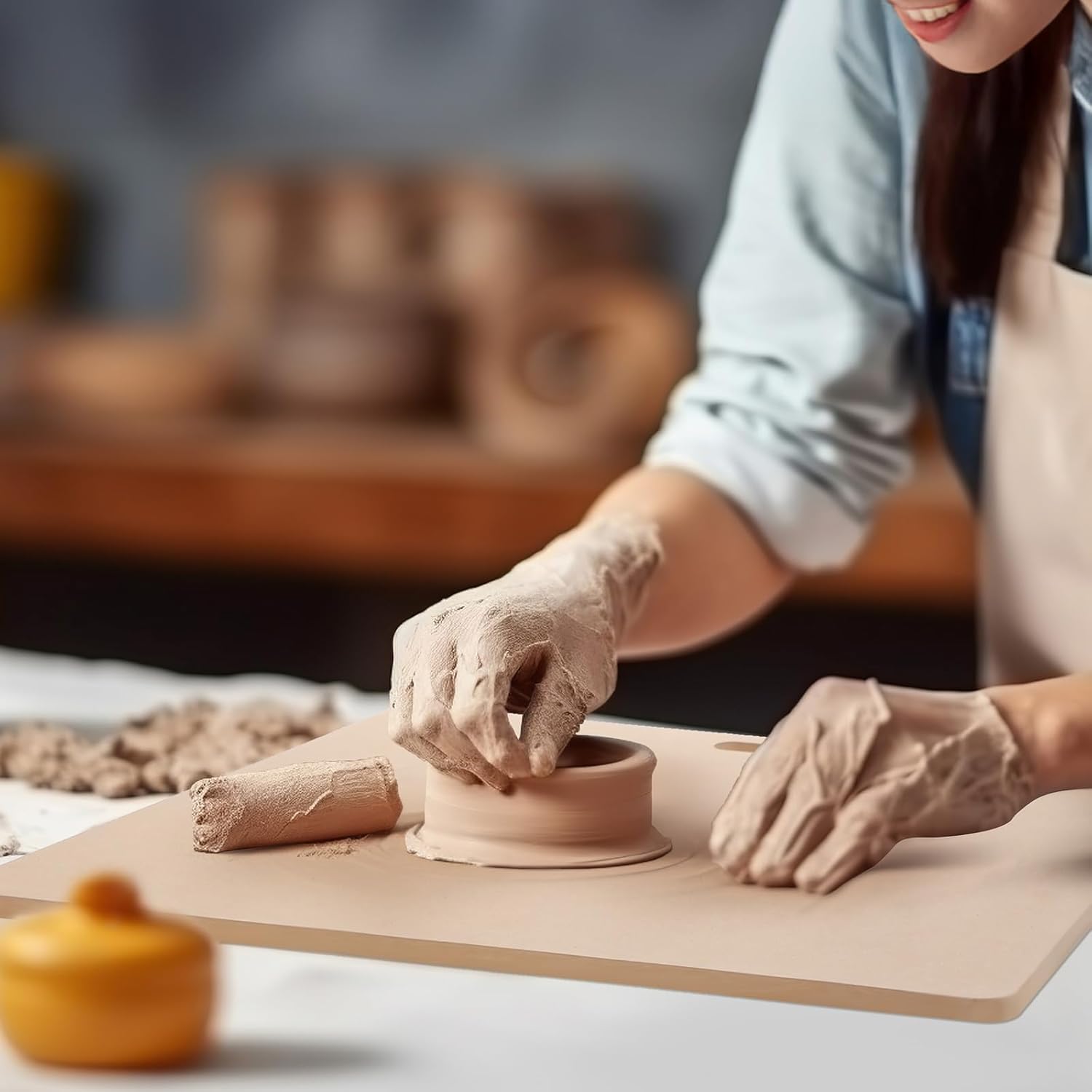 Kosiz 2 Pcs MDF Clay Wedging Board for Pottery 24'' x 18" Portable Clay Mat for Sculpting with Built in Handle, Ceramics Pottery Tools for Art Enthusiasts, Sturdy 9mm Thickness