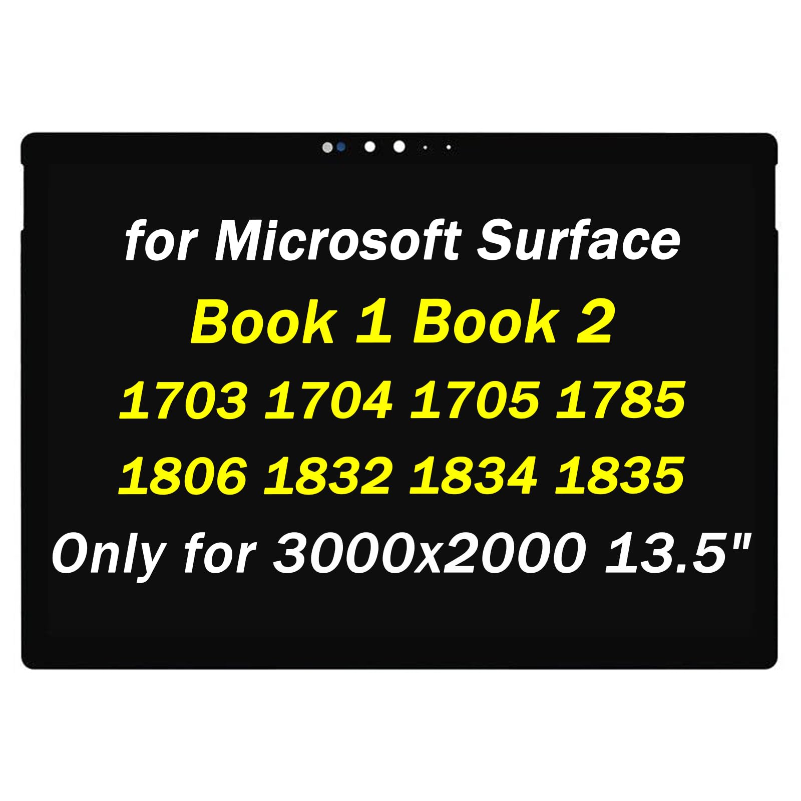 Replacement for Microsoft Surface Book 1 1703 1704 1705 1785 for Surface Book 2 1806 1832 1834 1835 VVX14P048M00 13.5" 3000x2000 LED LCD Touch Screen Display Digitizer Assembly (Only for 13.5 inch)