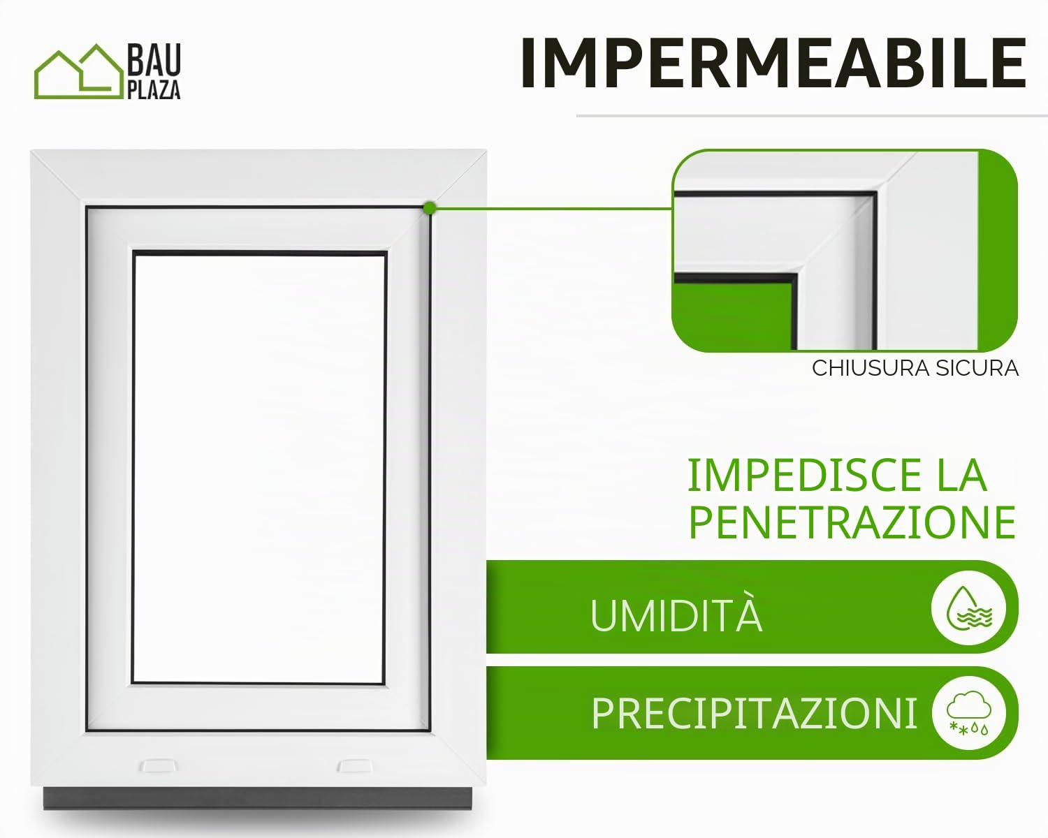 ‎BauPLAZA - Finestra Serramenti in PVC - BIANCO - Vetro triplo - LxA 40 x 50 cm apertura Destra - Rinforzo in acciaio - 400 x 500 mm - anta-ribalta - Ottima scelta