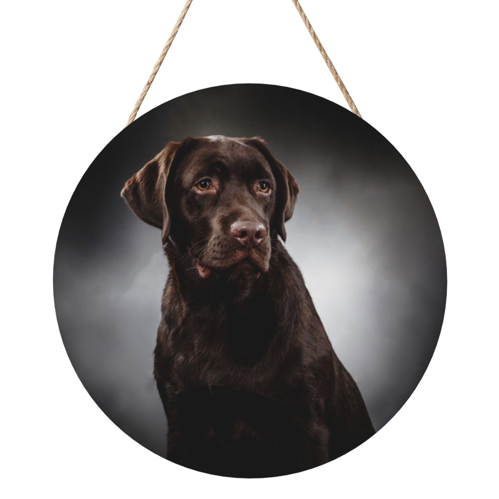 InOmak Labrador Retriever, Round Wood Panel Painting 12 in, Wall Hanging Painting For Home