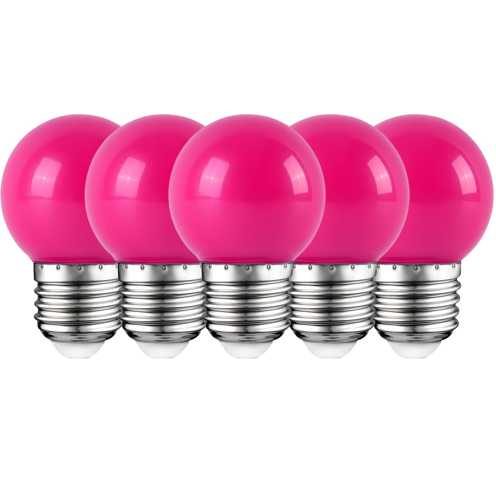 HUAMu E27 Colored LED Bulbs 2W, Purple G45 Round LED Bulb, for Wedding Bedroom Bar Christmas Holiday Party Decoration, 5 Pack — image 1
