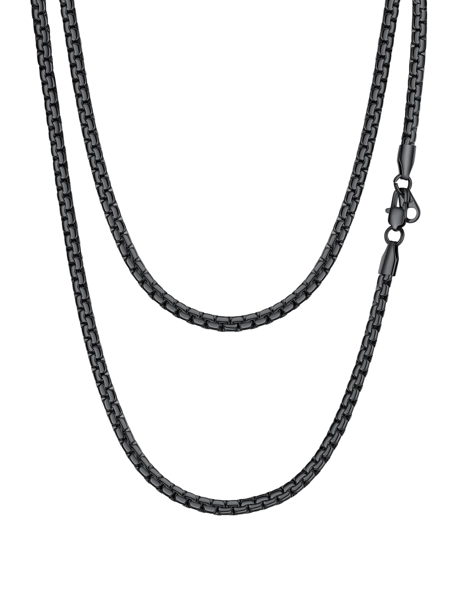 PROSTEEL Cadena Veneciana Plana Acero Inoxidable 2/4/6/8mm Ancho Collar Hombre Cadenas Eslabones Venecianos Planos Plateado/Dorado/Negro Joyas Hombres Mujeres 41cm-76cm