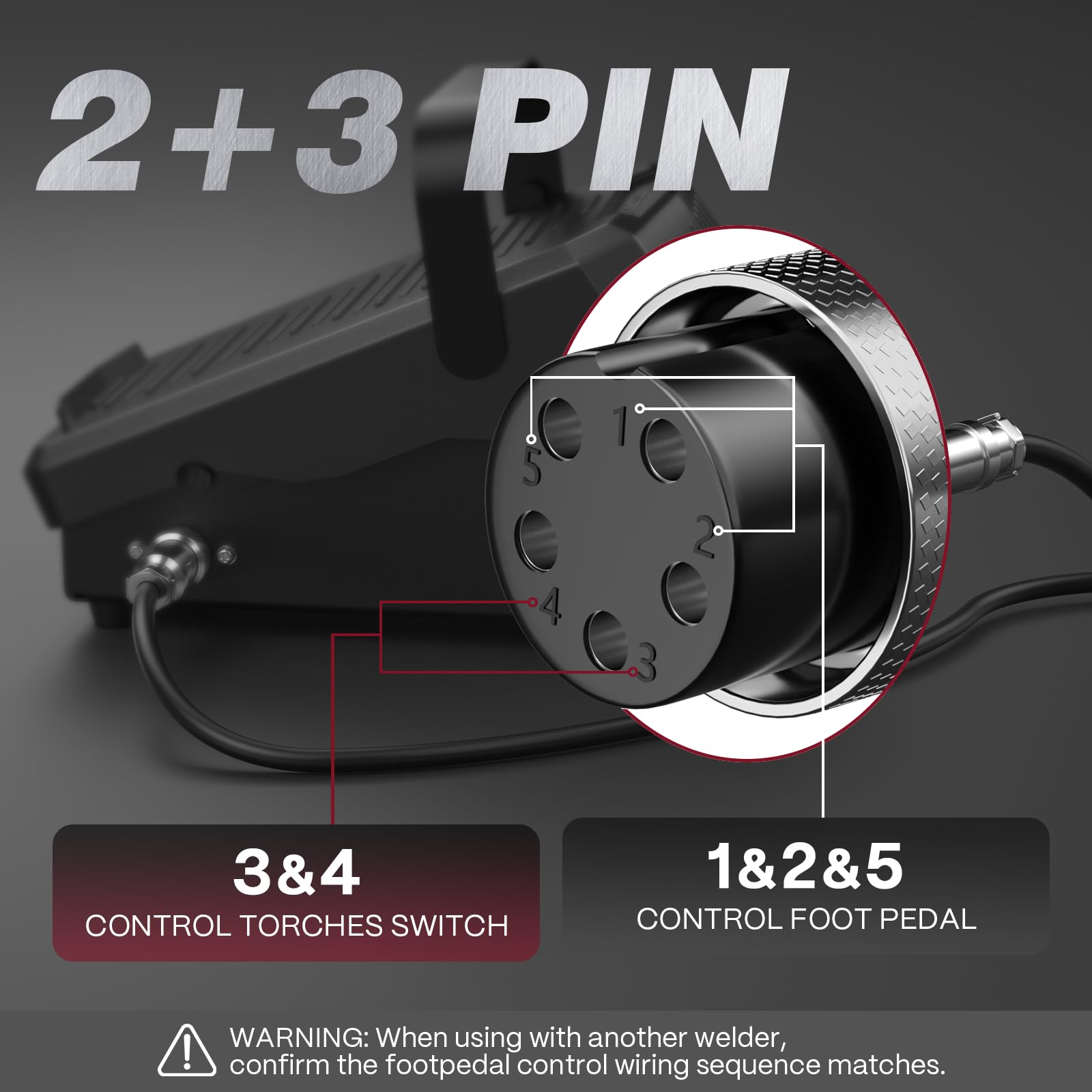 ARCCAPTAIN TIG - Pedal de soldadura de 5 pines para ARCCAPTAIN TIG200 TIG200P TIG200PACDC TIG205PRO TIG205PRO Área de contacto más amplia y pedal de pie con diseño de correa