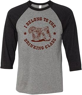 TeesAndTankYou Drinking Class Three-Quarter Raglan Sleeve Baseball Shirt Unisex 2X-Large Grey/Black