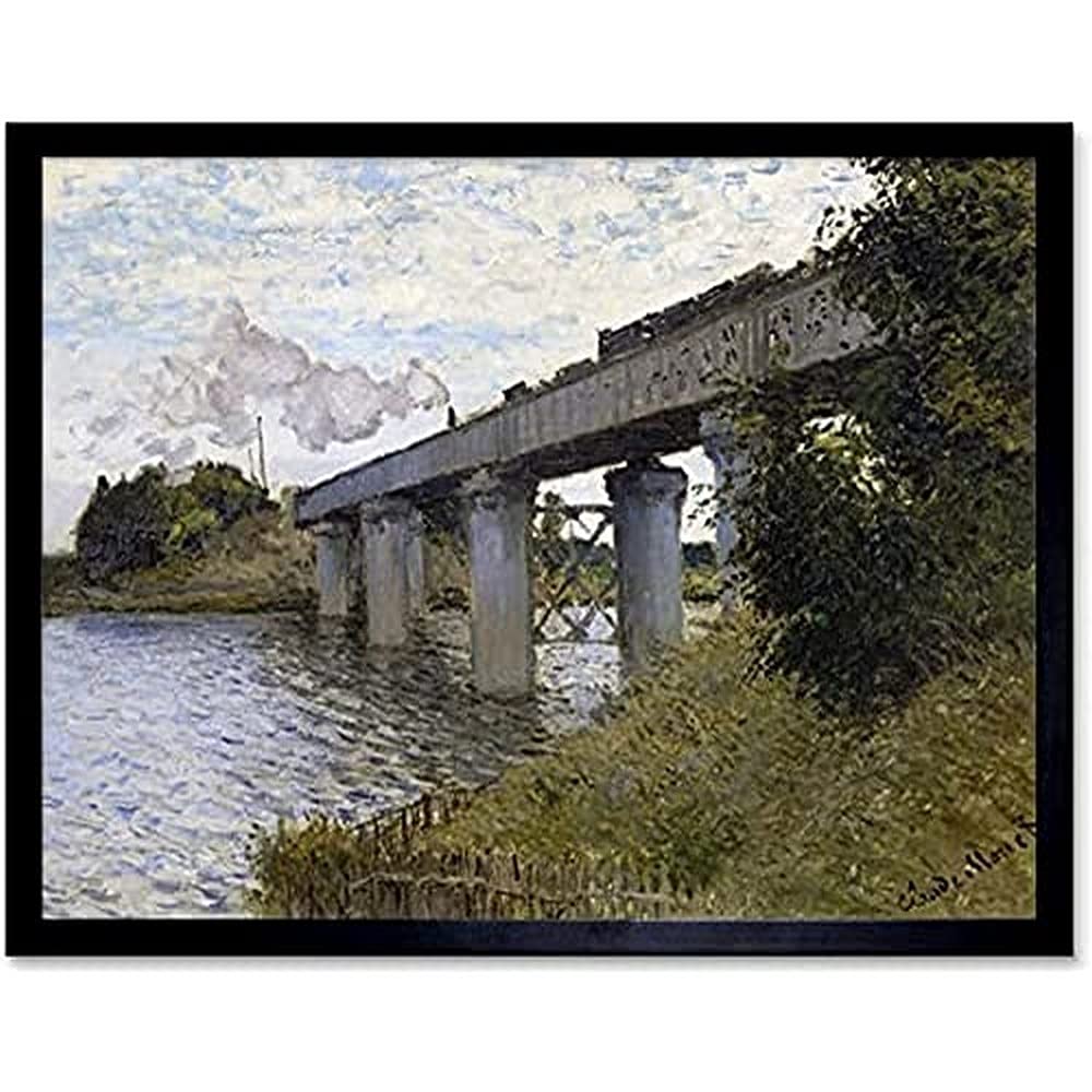 Claude Monet The Railroad Bridge In Argenteuil Unframed Wall Art Print Poster Home Decor Premium